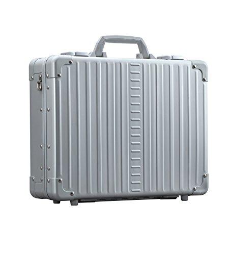 Premium Aleon 17 Inch Aluminum Hardside Business Briefcase - Platinum Silver | Professional Attache Case for Business Travel, Office Work & Executive Meetings