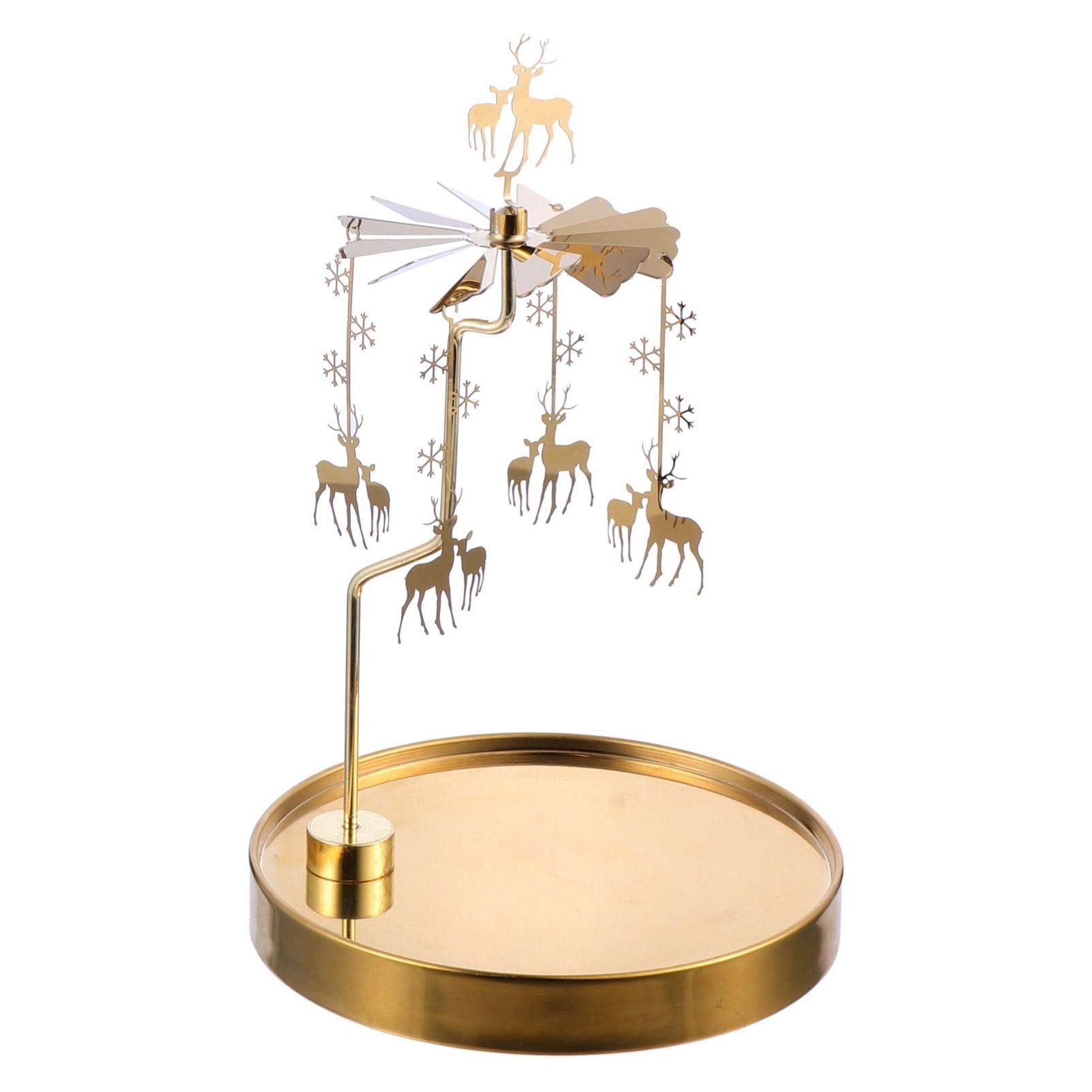 Beaupretty Romantic Metal Tealight Candle Holder - Deer Design Spinning Candle Stand with Jewelry Dish for Christmas, Wedding, Home Decor | Perfect for Table Centerpieces, Romantic Dinners & Holiday Decorations