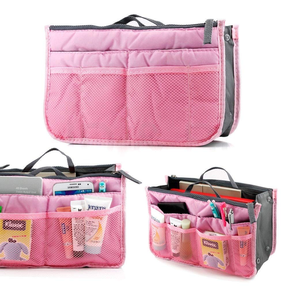 EAYIRA Waterproof Travel Makeup Bag for Women - Portable Cosmetic Organizer Pouch with Multiple Compartments, Durable Handbag for Girls (Color May Vary) - Perfect for Air Travel, Gym, Beach & Daily Use