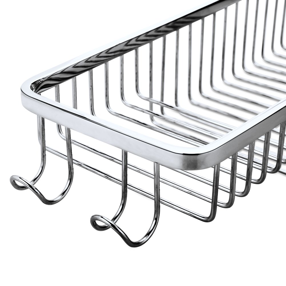 Stainless Steel Wall Mounted Wire Basket Shower Caddy - Corner Bathroom Organizer with Polished Finish for Soap, Shampoo & Beauty Products | Perfect for Small Bathrooms & Shower Storage Solutions