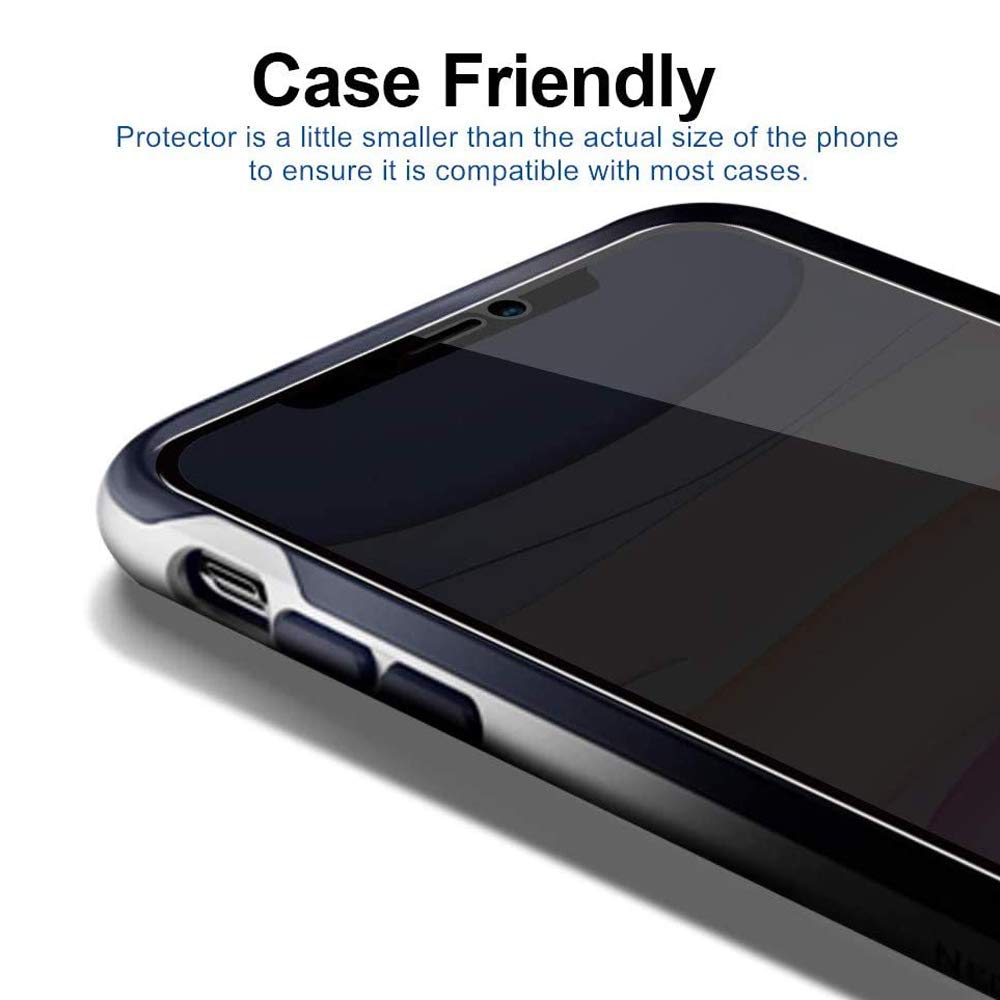 Anti-Spy Privacy Screen Protector for iPhone 12 Pro Max/12 mini/X/XS/XR/11 Pro Max/8/7/6 - Tempered Glass Protective Film (Black) - Perfect for Office, Banking & Secure Mobile Use