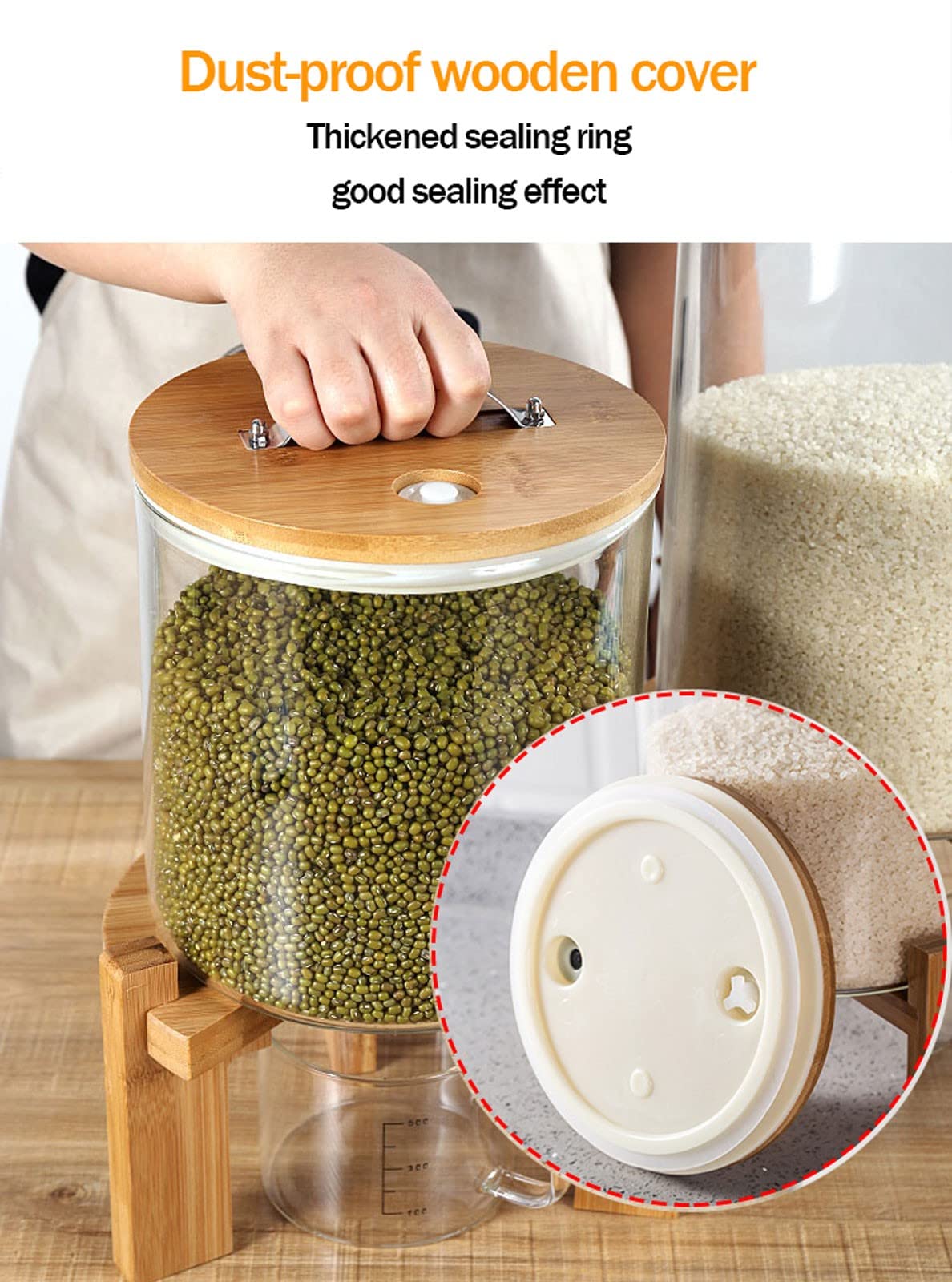 YYZYL 5L/7.5L Airtight Cereal & Rice Dispenser - Countertop Food Storage Container for Grains, Beans, Flour - Keep Dry & Fresh - Perfect for Kitchen, Pantry Organization & Bulk Food Storage