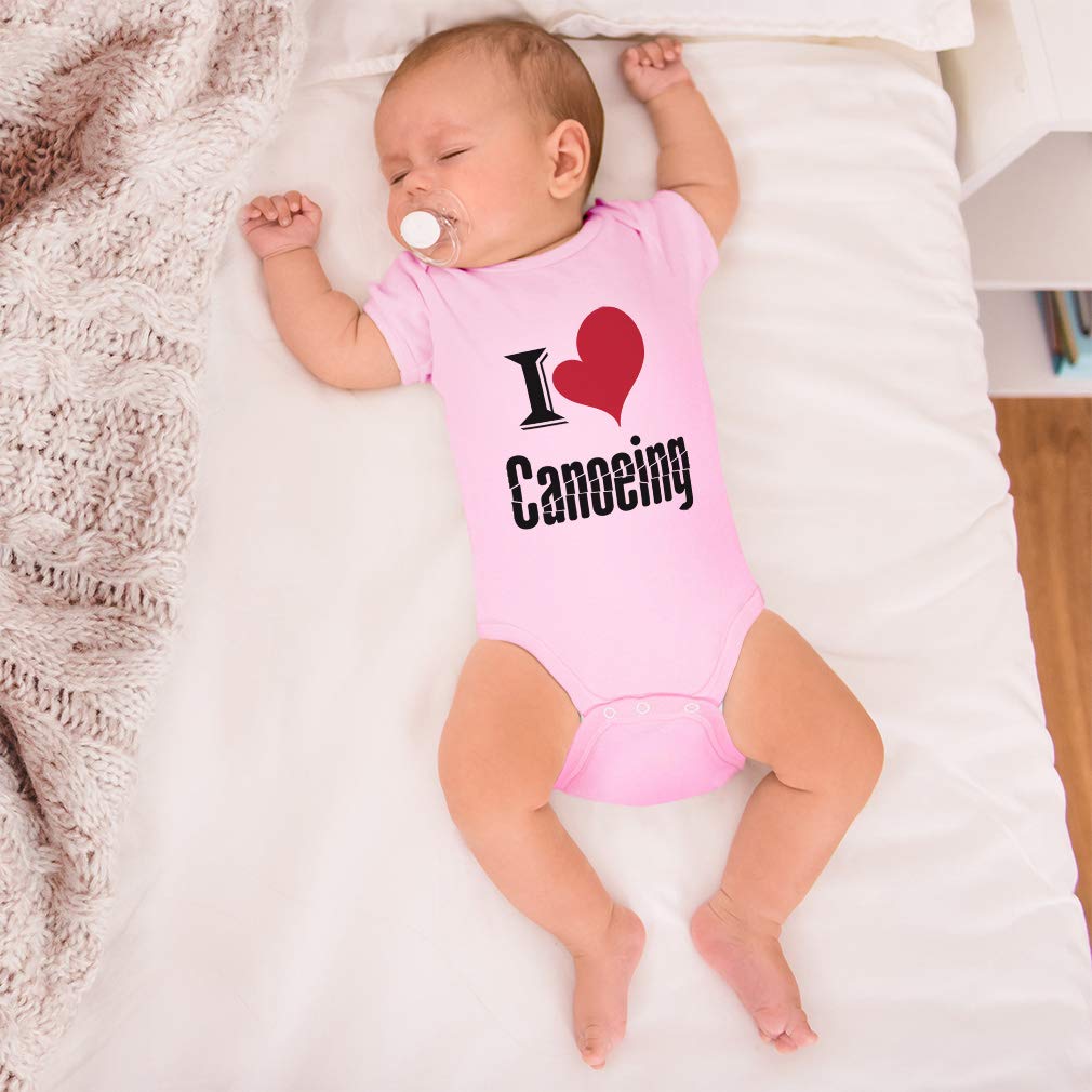 Custom Personalized Baby Bodysuit - I Love Canoeing Cotton Onesie for Boys & Girls - Funny Newborn Clothes with White Design - Perfect for Outdoor Adventures & Family Canoe Trips