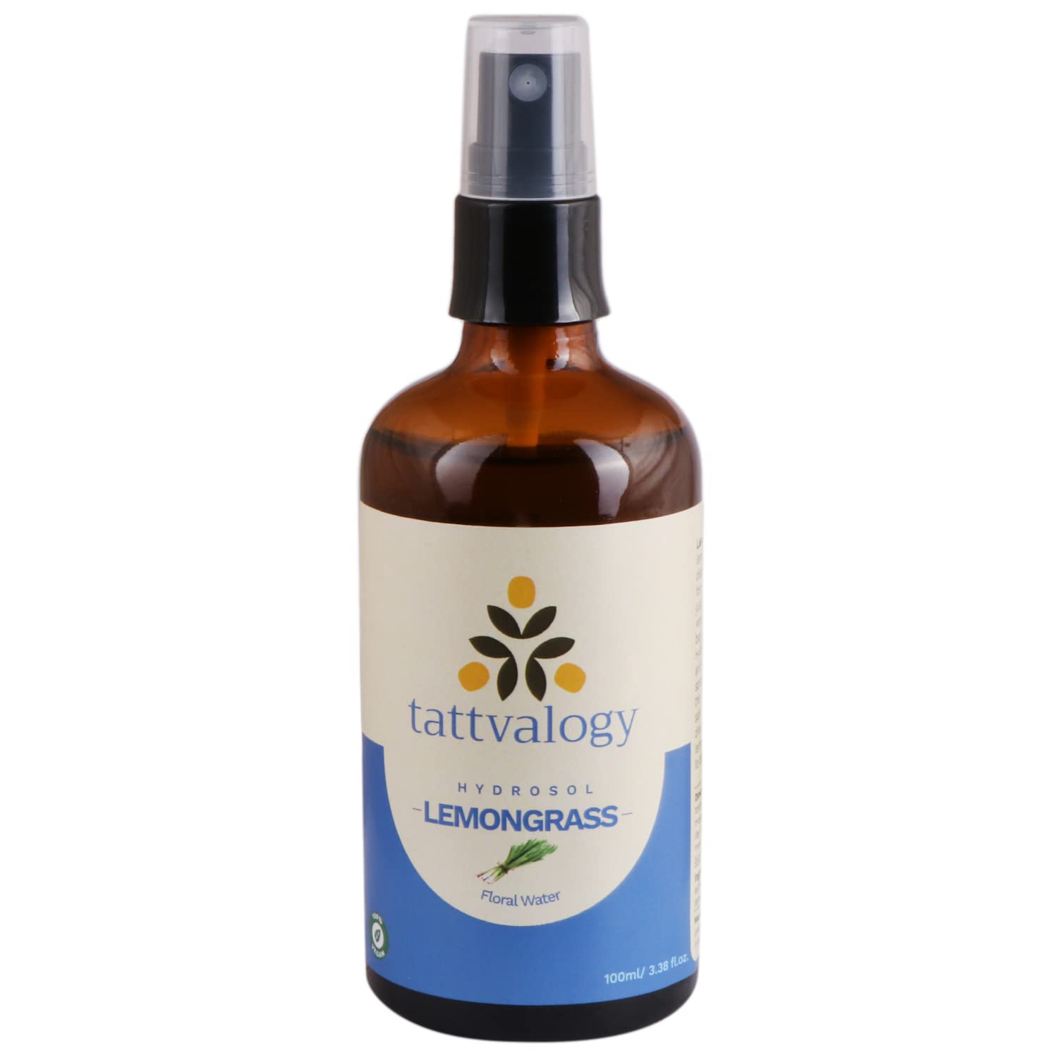 Tattvalogy Lemongrass Hydrosal - 100% Pure Natural Skin Toner for Oily & Acne-Prone Skin | pH Balancing Facial Toner | Refreshing & Rejuvenating | Glass Bottle 100ml | For Face Care & Scalp Dandruff Treatment | Perfect for Daily Skincare Routine & Post-Workout Refreshment