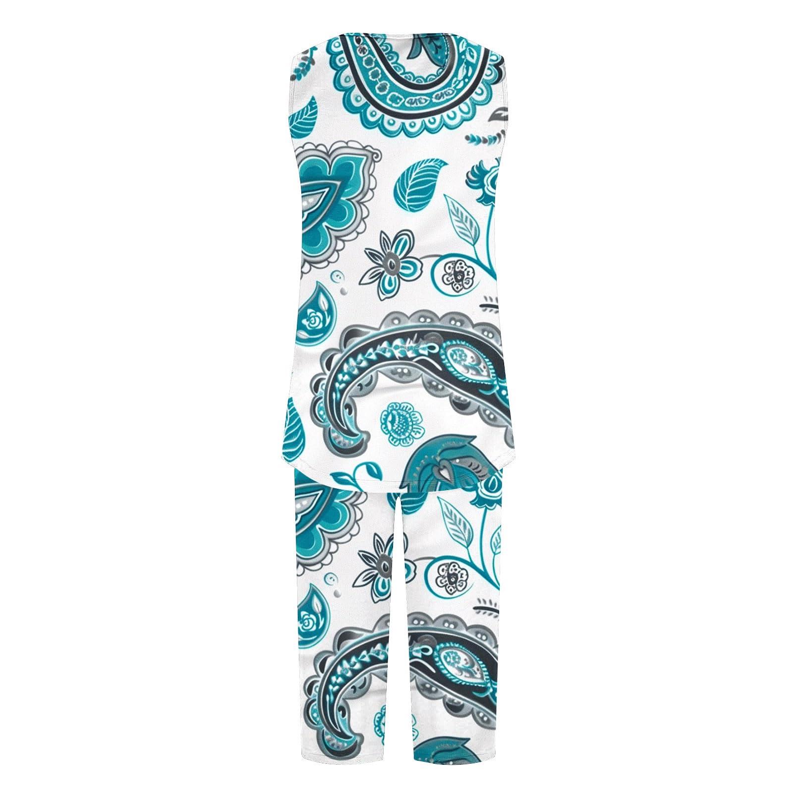 Women's 2-Piece Capri Pajama Set - Sleeveless Sleepwear Top & Capri Pants with Pockets - Soft Lounge Pajamas for Women - Perfect for Sleeping, Lounging & Travel