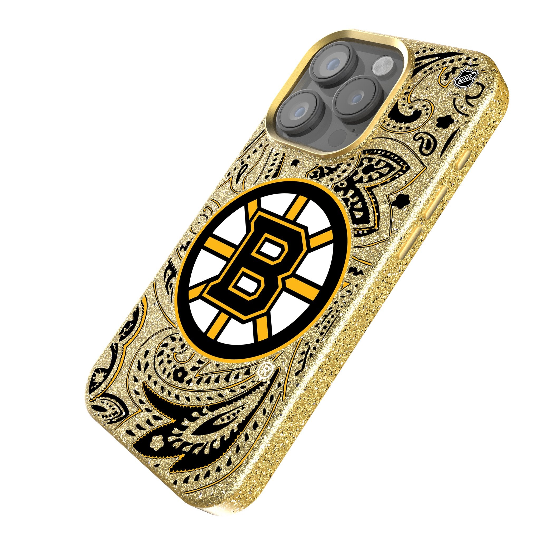 Boston Bruins Paisley Bling Rhinestone Phone Case for iPhone & Samsung - Stylish Protective Cover for Hockey Fans, Game Day & Everyday Use