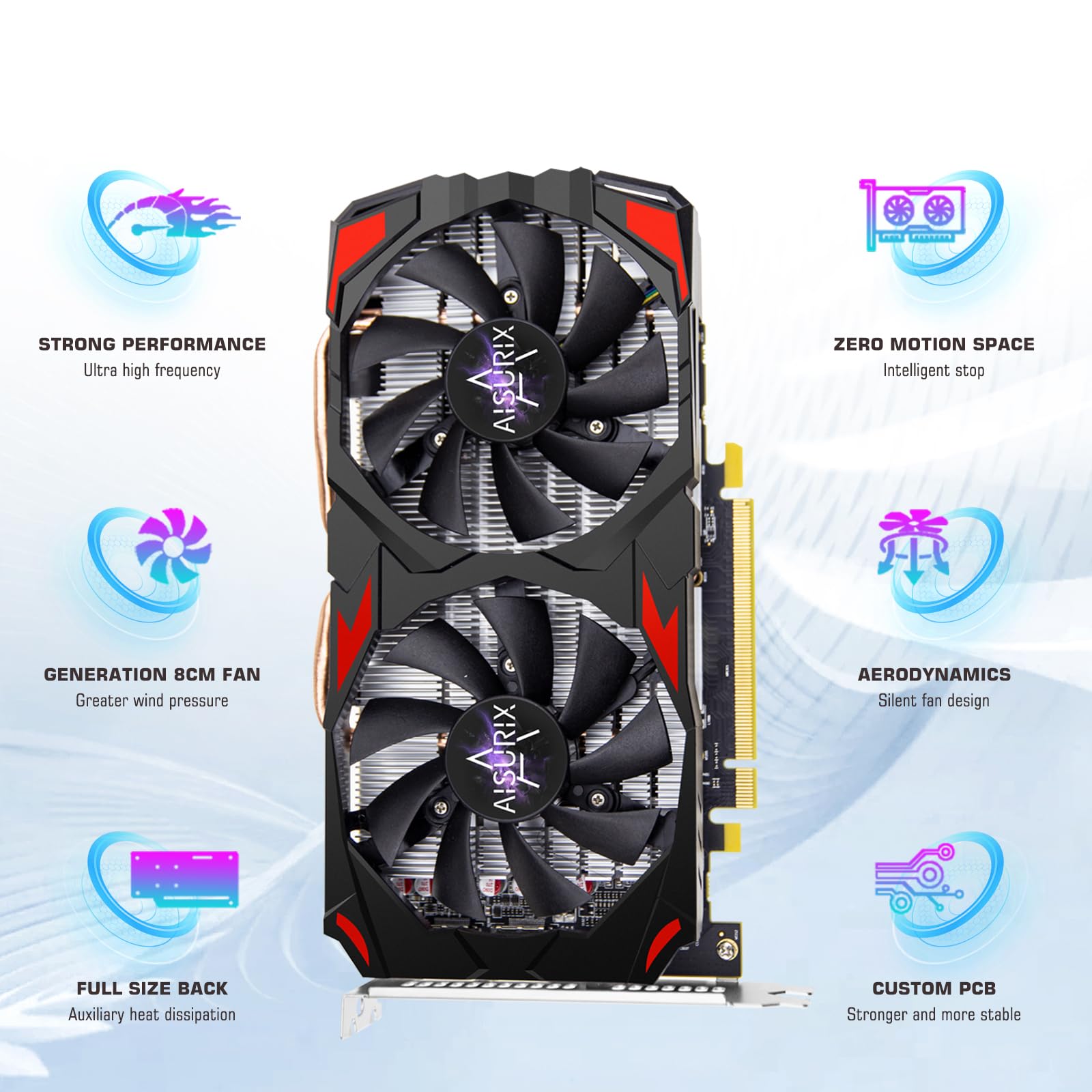 AMD Radeon RX 560 XT 8GB GDDR5 Gaming Graphics Card - 1792 Stream Processors, 128-Bit Memory, PCIe 3.0 x16, Freeze Fan Stop Technology - Perfect for 1080p Gaming, Video Editing & Desktop PC Builds