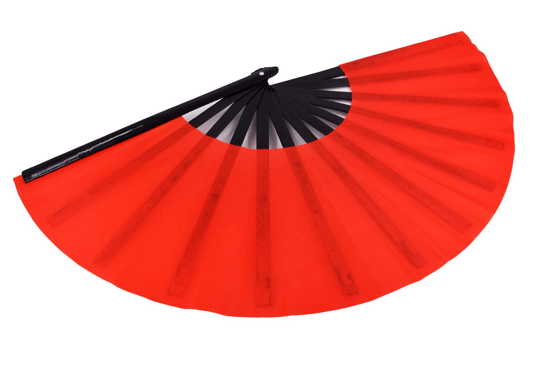 Amajiji Large Folding Hand Fan for Women & Men - Traditional Chinese/Japanese Bamboo & Nylon Cloth Fan - Perfect for Dance Performances, Festivals, Events, Gifts & Home Decor (Red) | Great for Raves, Cosplay, Weddings & Summer Cooling