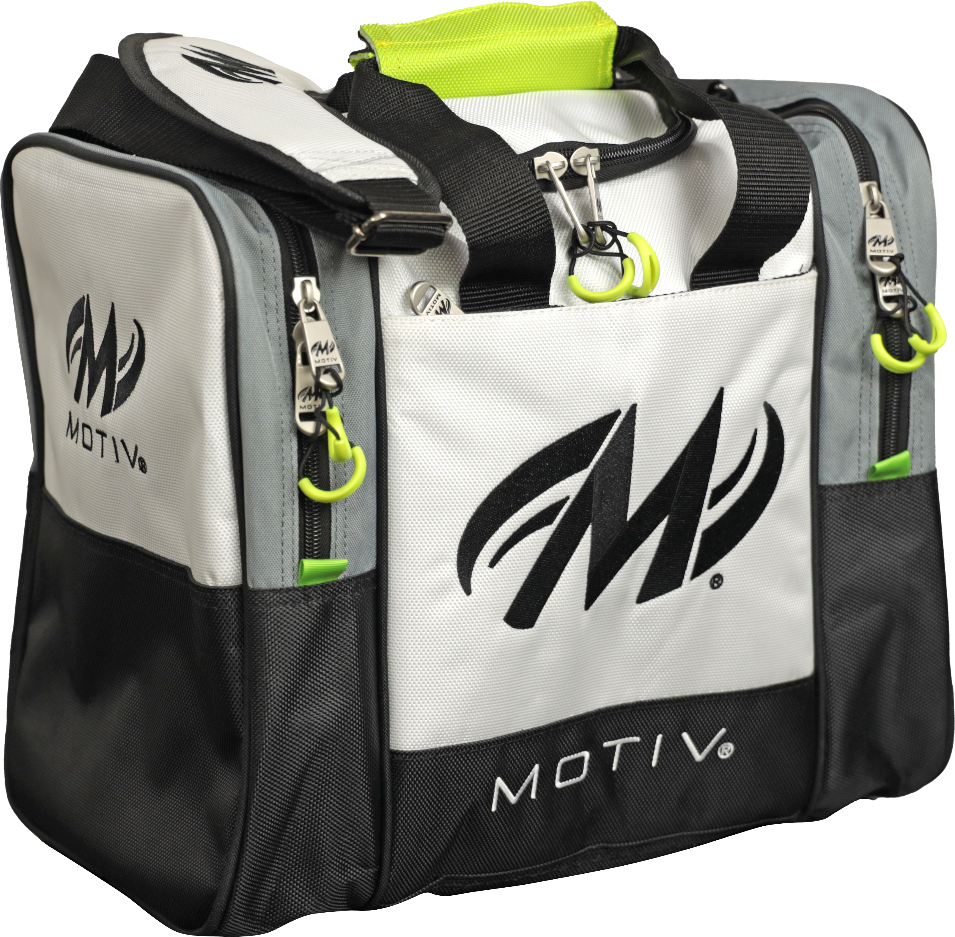 Motiv Shock 1 Ball Single Tote Bowling Bag - Blizzard White Color for Men & Women | Perfect for League Play, Practice Sessions & Tournament Travel