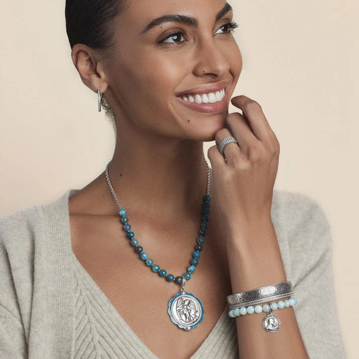 Brighton Protection Angel Medallion Necklace - Sterling Silver Guardian Angel Pendant for Women - Perfect Gift for Birthday, Christmas & Spiritual Protection Jewelry