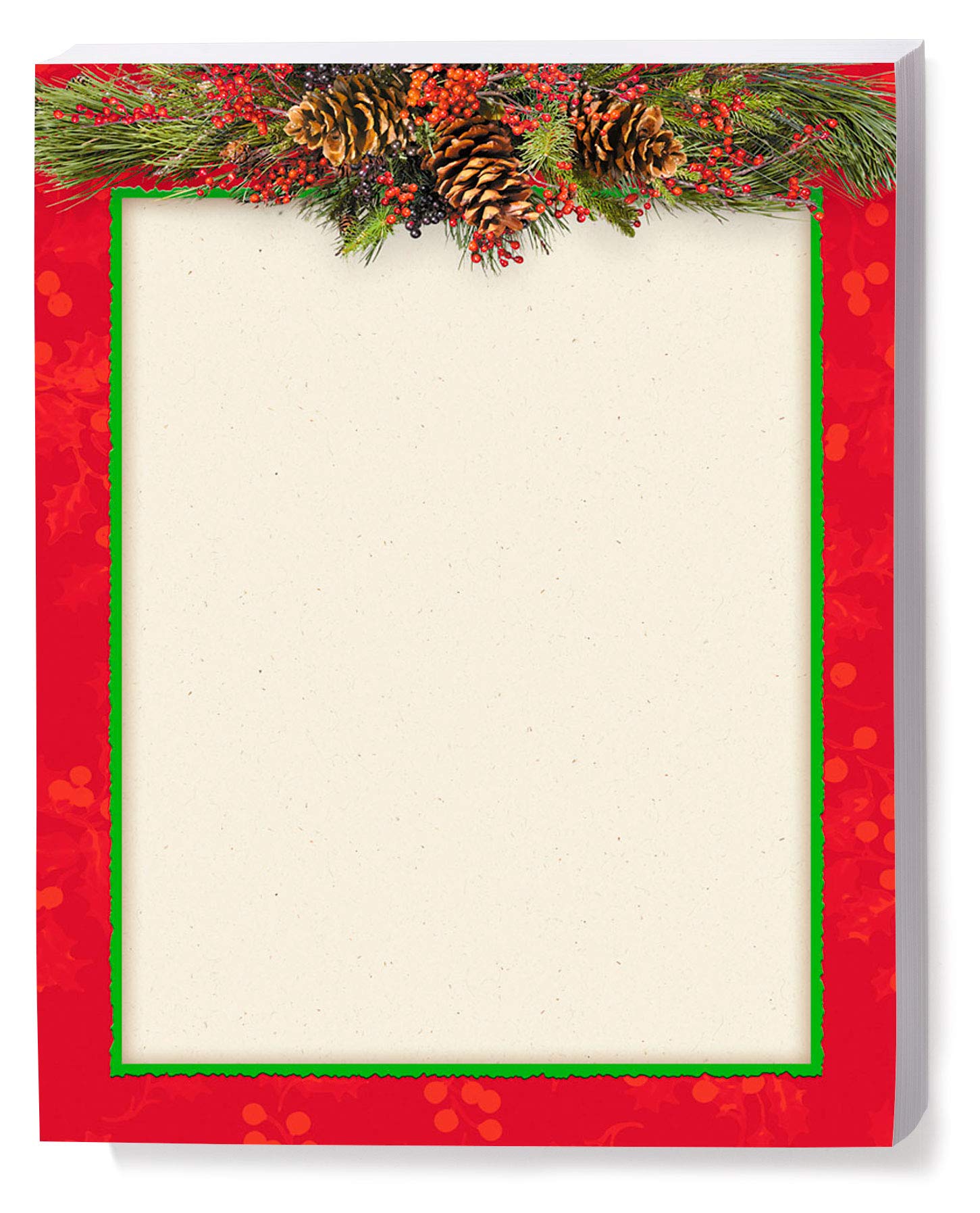 Premium Christmas Pine Bough Holiday Stationery Set - Elegant 8.5