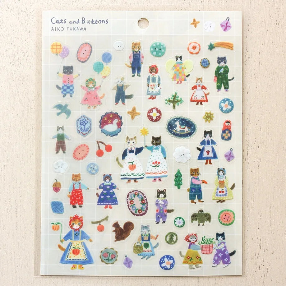 Aiko Fukawa Cats and Buttons Sticker - Cute Japanese Kawaii Vinyl Decals for Laptops, Water Bottles & Notebooks - Perfect for DIY Crafts and Gift Wrapping