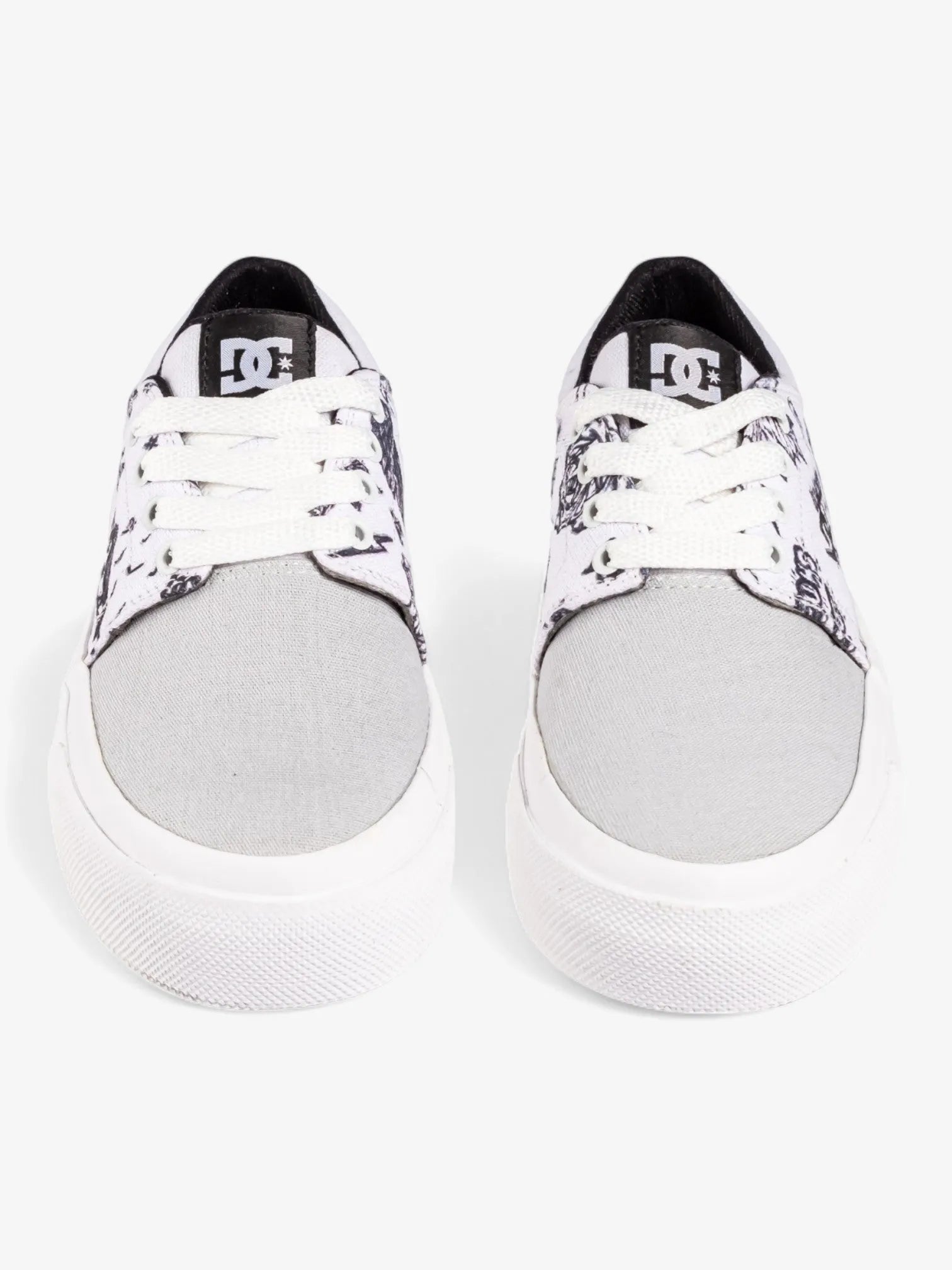 DC New Trase Platform TX Sneakers - White & Grey Print | Skate Shoes for Men & Women | Perfect for Streetwear & Casual Outfits