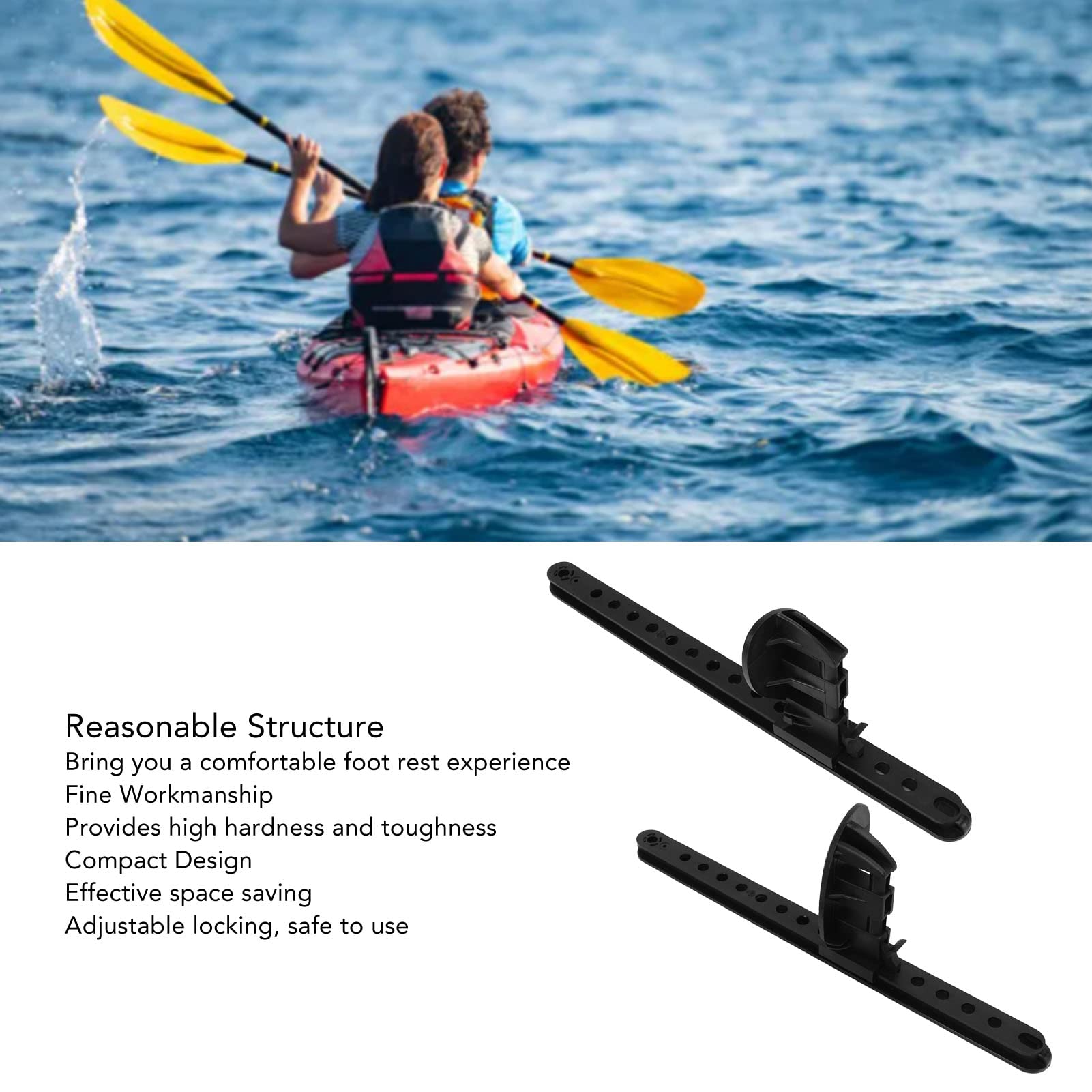 Adjustable Locking Kayak Foot Pegs & Braces - Universal Kayak Foot Pedals for Canoe Accessories | Durable Kayak Foot Rest Replacement for Comfortable Paddling & Fishing Adventures