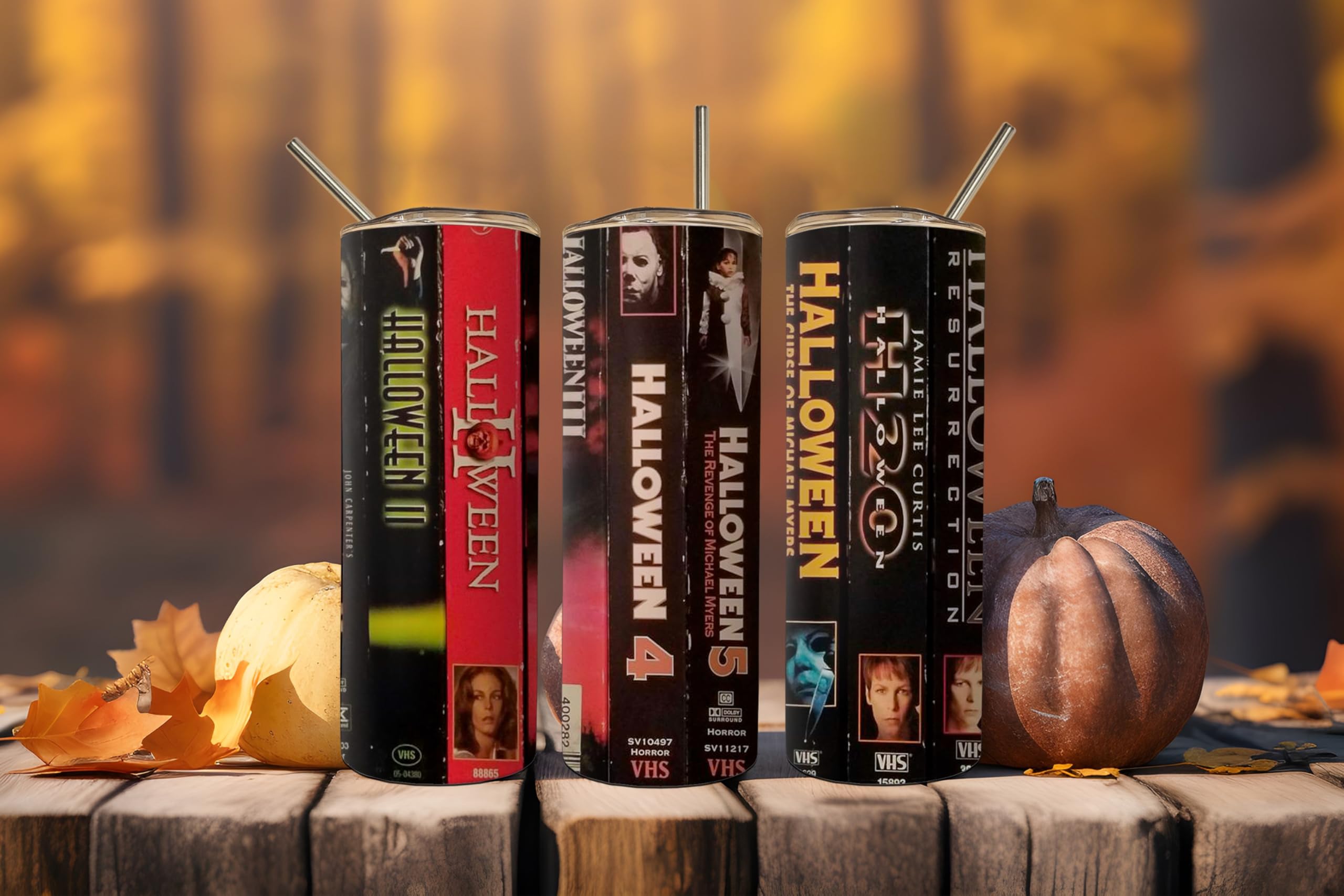 Halloween Classic Horror 20oz Tumbler Sublimation Bundle - Ready to Press DIY Blank Tumbler for Sublimation Printing - Perfect for Halloween Party Favors, Spooky Gifts & Horror Themed Events