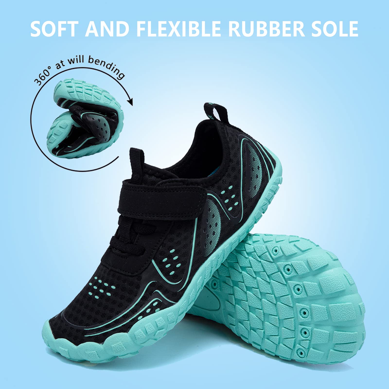 **Boys & Girls Water Shoes - Lightweight Comfortable Sole for Easy Walking, Athletic Slip-On Aqua Socks (Toddler/Little Kid/Big Kid) - Perfect for Beach, Pool & Water Sports**