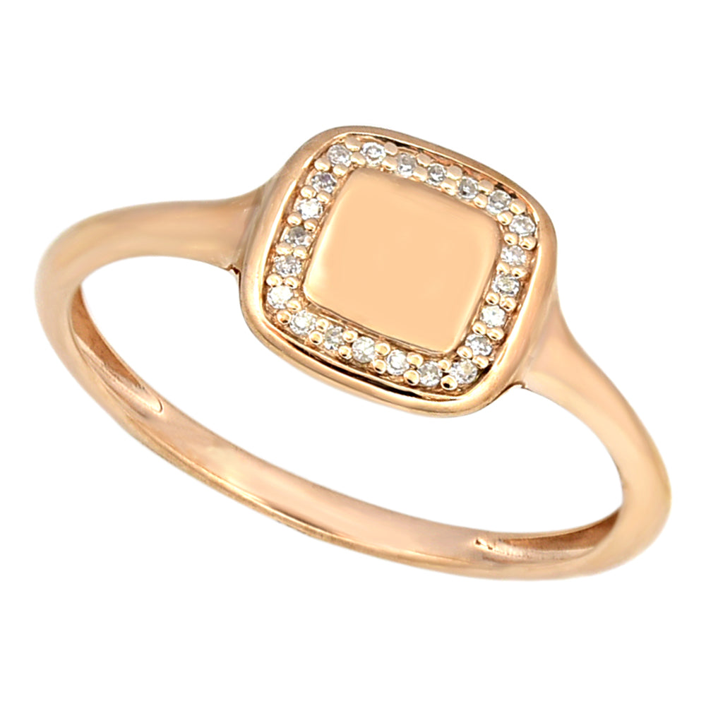 9ct Rose Gold Diamond Signet Ring with 22 Brilliant Cut Diamonds - Elegant Jewelry for Women, Perfect for Weddings, Anniversaries & Special Occasions