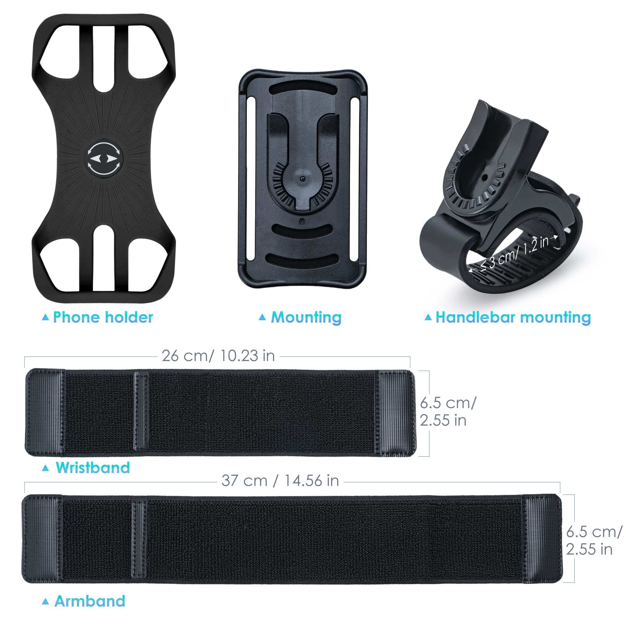 Cikyner 3-in-1 Running Armband - Adjustable Phone Holder for iPhone & Huawei (4.5-7