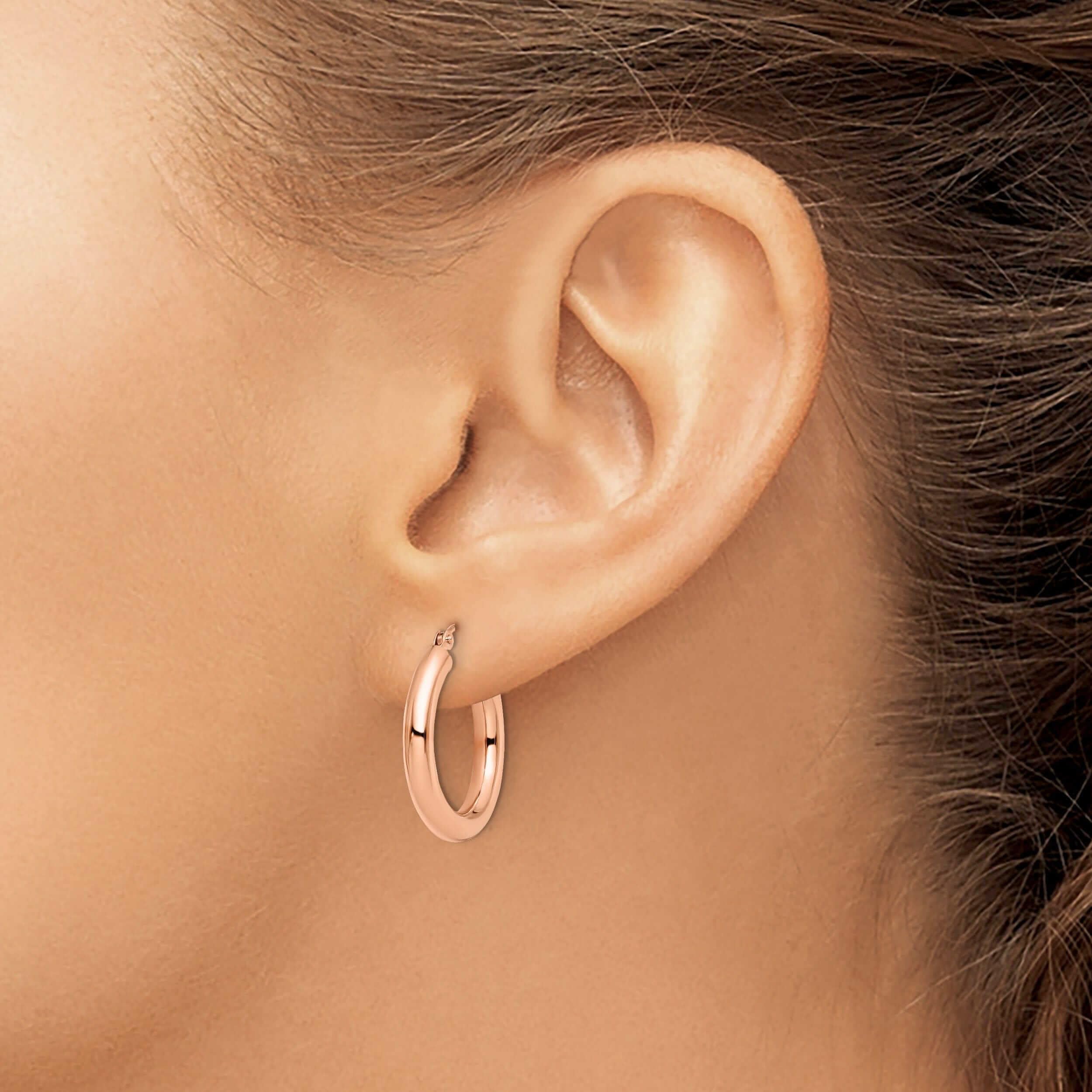 14K Rose Gold 3mm Hoop Earrings for Women - Dainty Minimalist Huggie Hoops - Perfect for Everyday Wear, Gifts & Special Occasions
