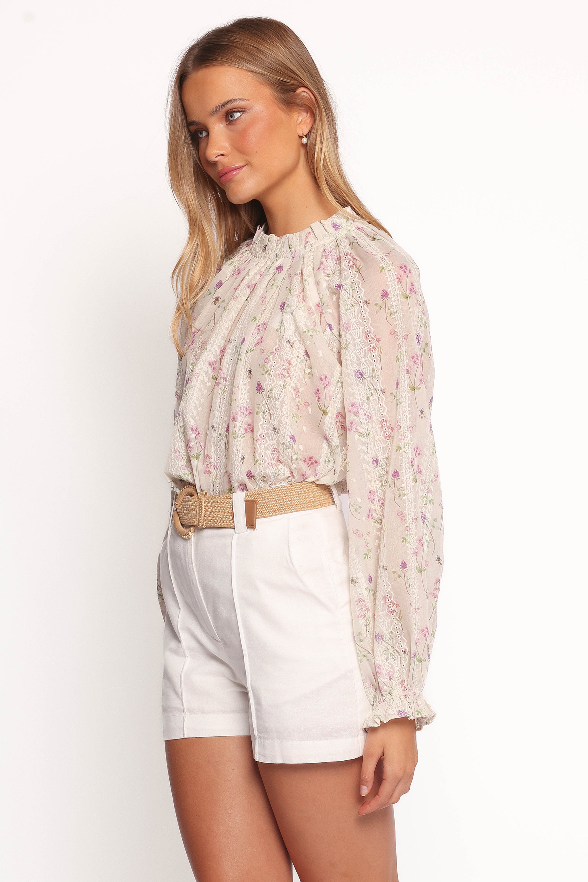 Annie Women's Long Sleeve Blouse - Floral Print Pink Tops for Work, Date Night & Casual Outfits