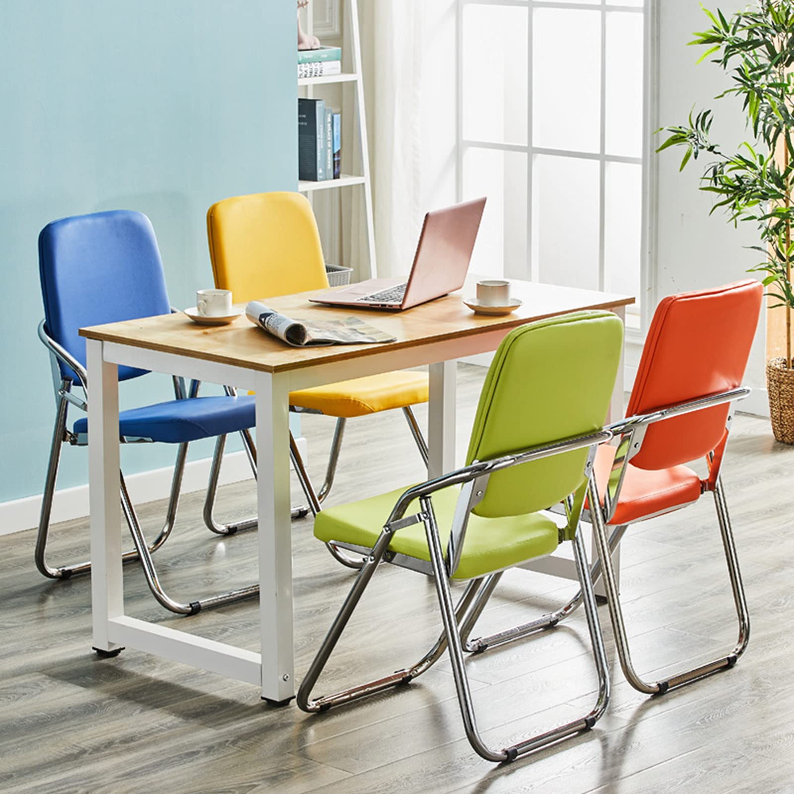 JHSLXD Folding Chair - Portable & Space-Saving Orange Chair for Home, Office, Dorm & Outdoor Use - Perfect for Dining, Meetings, Training, Reading & Lounging - Sturdy Backrest & Comfortable Seating Furniture