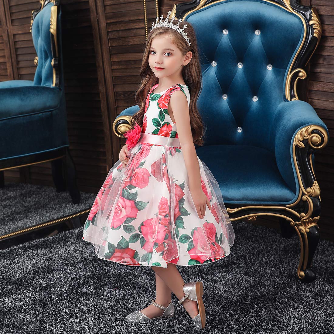 Girl's Ruffled Lace Party Dress for Kids - Elegant Flower Girl & Bridesmaid Dresses for Weddings, Birthday Parties & Special Occasions