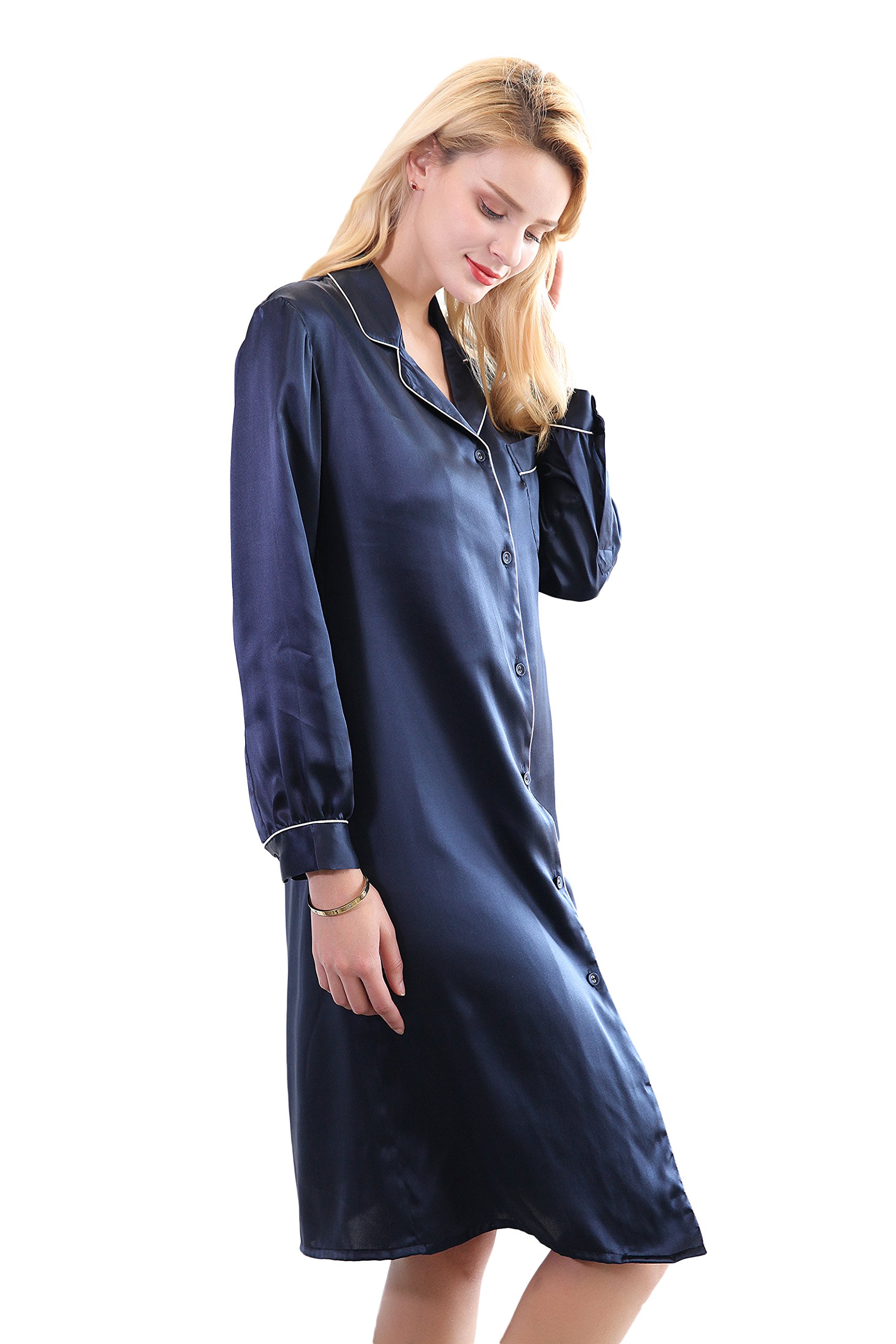 CLC Women's Mulberry Silk Nightdress - Elegant Nightgown & Pajama Set for Sleeping, Lounging & Bridal Lingerie