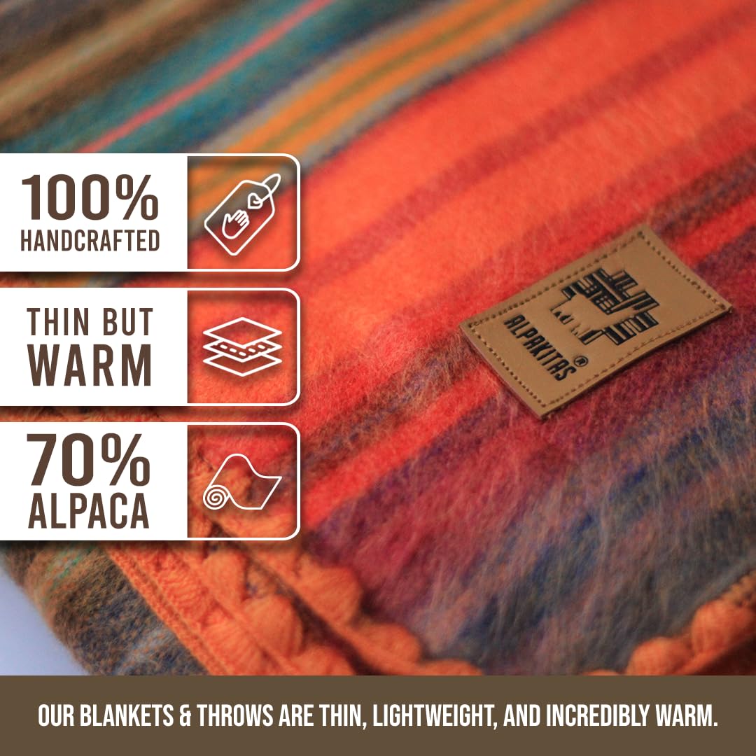 Premium Alpaca Wool Blanket - Ultra Soft & Lightweight Throw Blanket for Bed, Couch, or Camping - 64