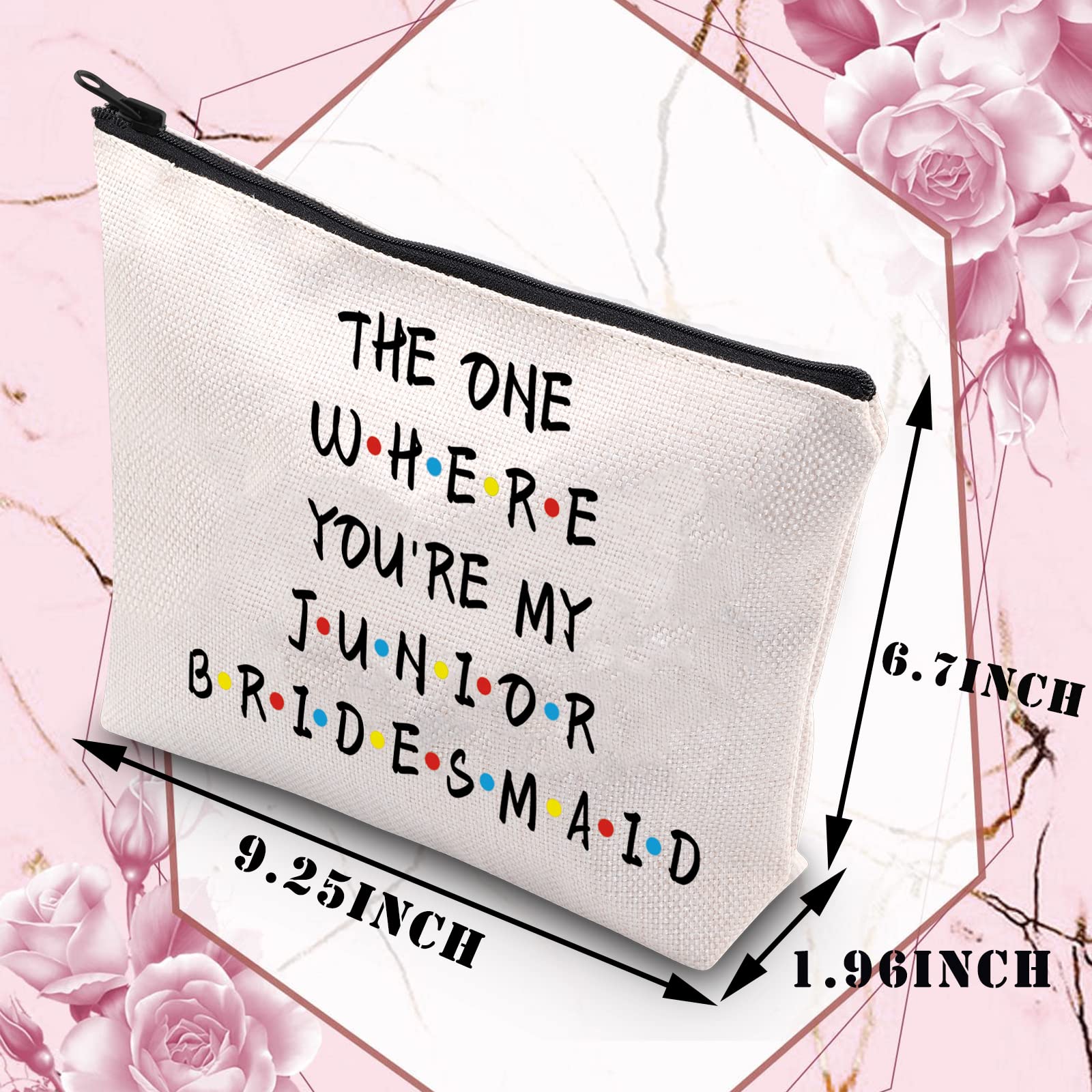 Junior Bridesmaid Makeup Bag - Cute Cosmetic Pouch for Wedding Party Gifts, Bridesmaid Proposal Present for Sister & Friends - Perfect for Bridal Showers, Bachelorette Parties & Wedding Day Essentials