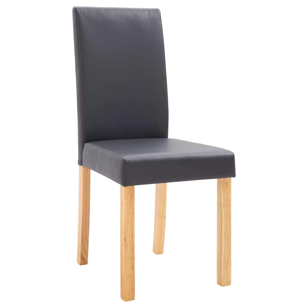 4-Piece Gray Faux Leather Dining Chairs Set - Upholstered High Back Side Chairs with Padded Seat for Kitchen, Dining Room, Bedroom & Living Room - Modern Comfortable Seating for Family Gatherings & Dinner Parties