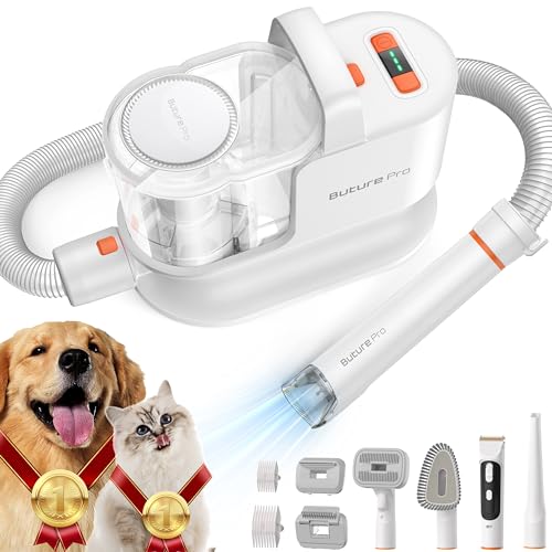 Buture Pro Pet Grooming Kit with Vacuum Suction - 99% Hair Removal, 6 Professional Dog Grooming Tools for Shedding Control, Deshedding & Dematting Brush for Dogs & Cats - Perfect for Home Pet Care & Regular Grooming Sessions