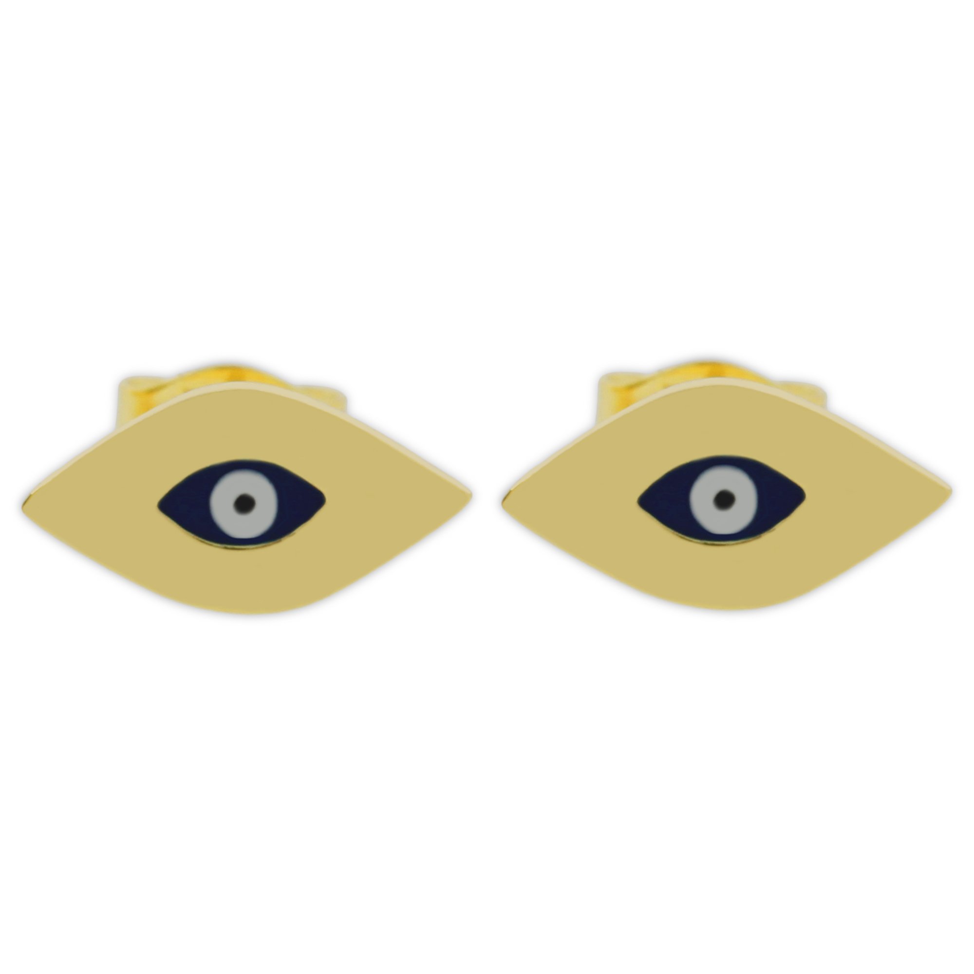 Charm America - 14K Solid Gold Evil Eye Stud Earrings for Women - Protection Jewelry for Everyday Wear & Gifts