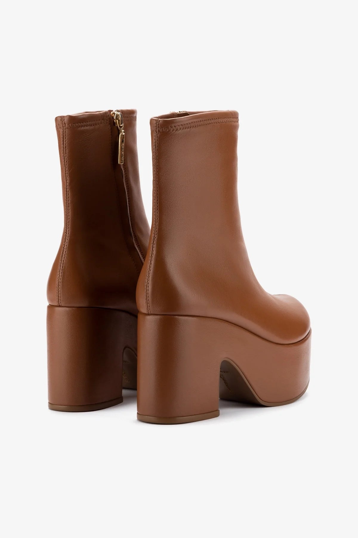 Miso Platform Boots in Caramel - Stretch Leather Ankle Boots for Women | Comfortable & Stylish Fall/Winter Shoes | Perfect for Office, Dating & Casual Outfits