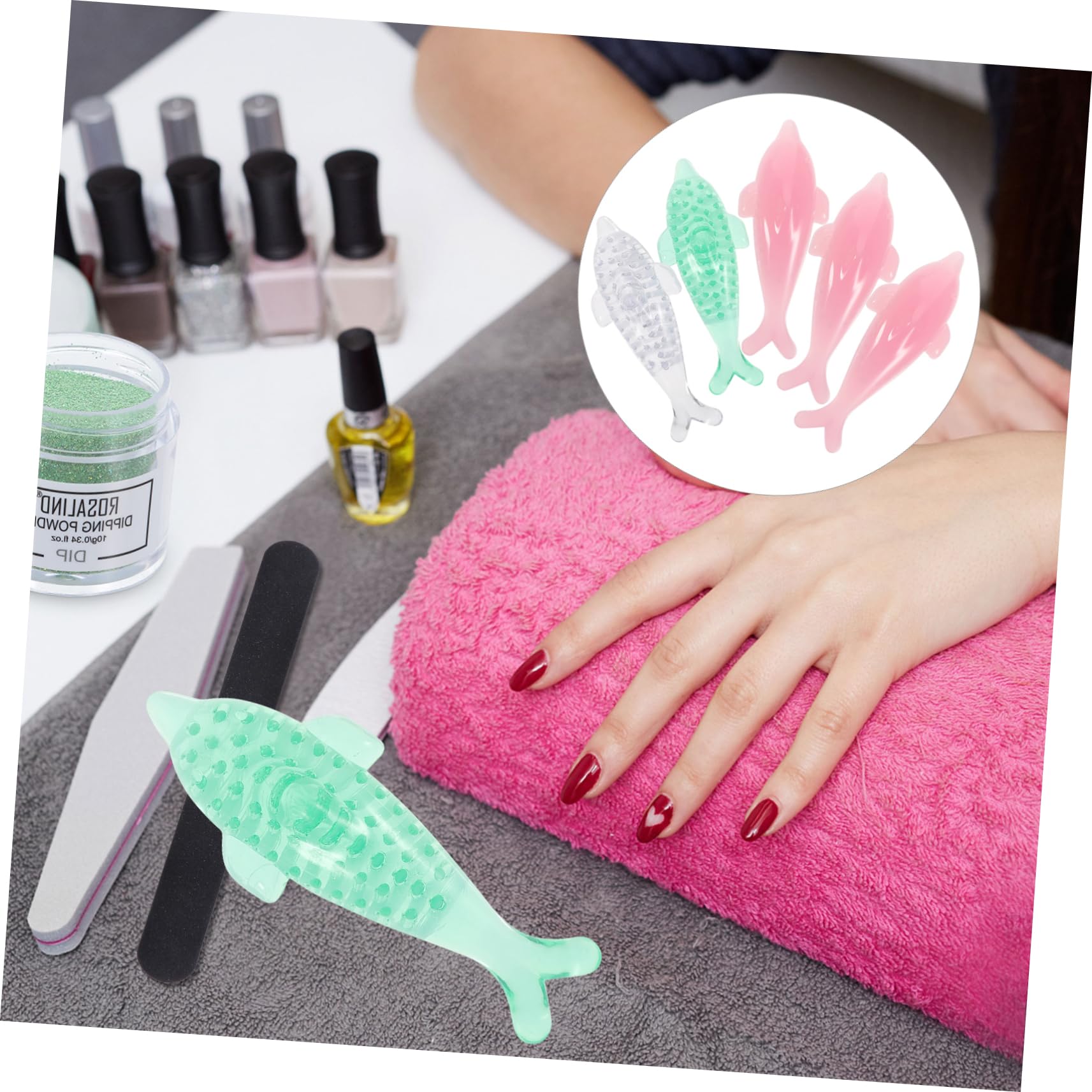 Healifty 5-Piece Nail Brush Set - Toenail & Manicure Cleaning Brush with Dolphin & Whale Design for Women & Kids - Perfect for Nail Art, Blush, Powder Cleaning & Hygiene Care - Ideal for Home, Salon & Travel Use