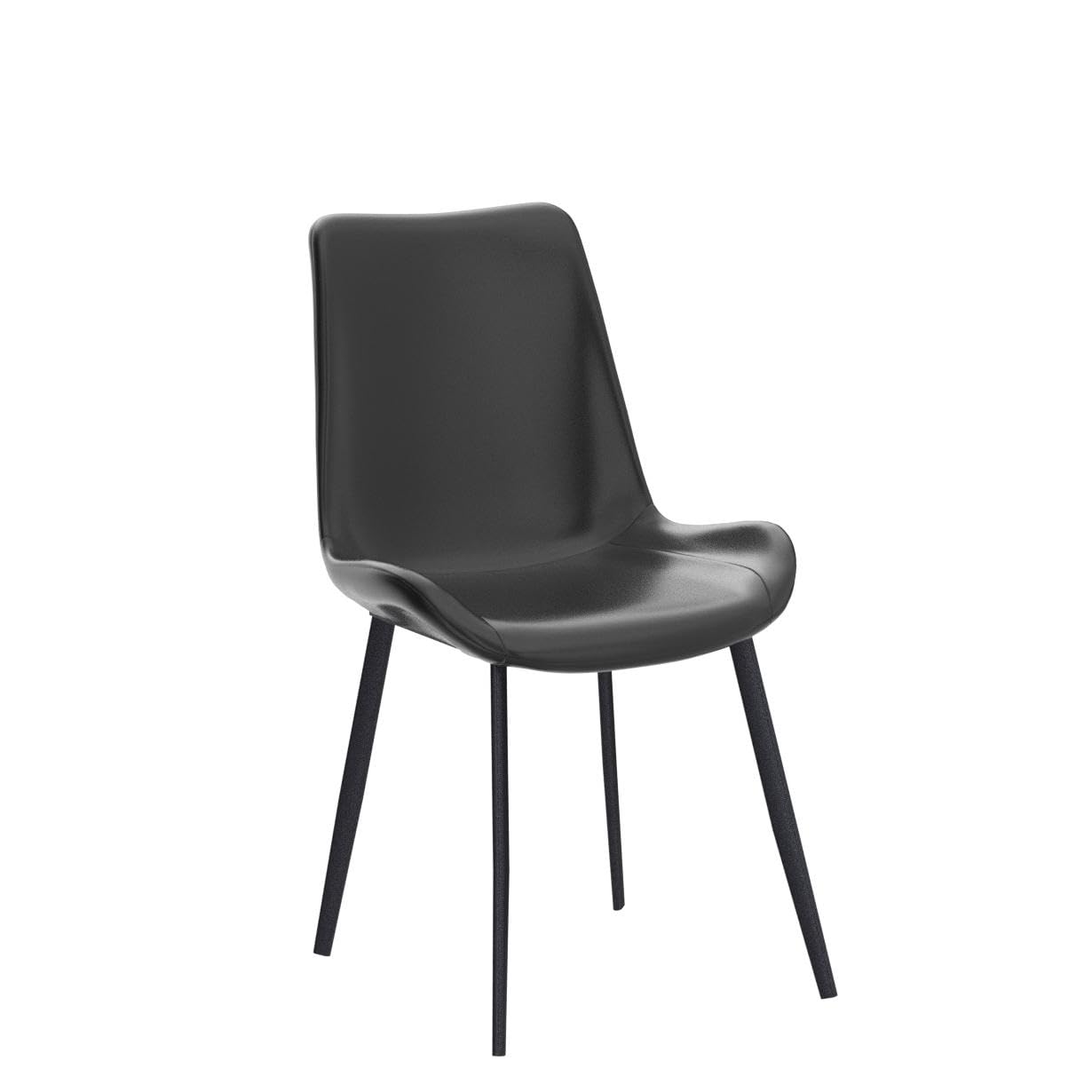 Modern Faux Leather Dining Chairs Set of 4 - Black Kitchen Chairs with Sturdy Metal Legs - Comfortable for Dining Room, Living Room, Kitchen, Bedroom, Cafe, Bistro & Restaurant Use