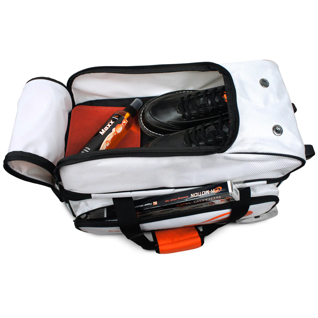 Genesis Sport 2 Ball Roller Bowling Bag - White | Durable & Lightweight Bowling Ball Carrier with Wheels | Perfect for League Play, Tournaments & Practice Sessions