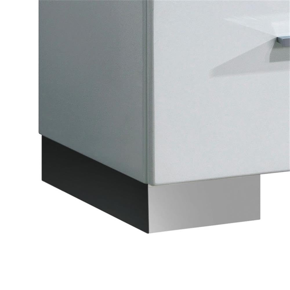BOWERY HILL Modern 2-Drawer Wooden Nightstand - Glossy White Finish for Bedroom, Living Room, or Office