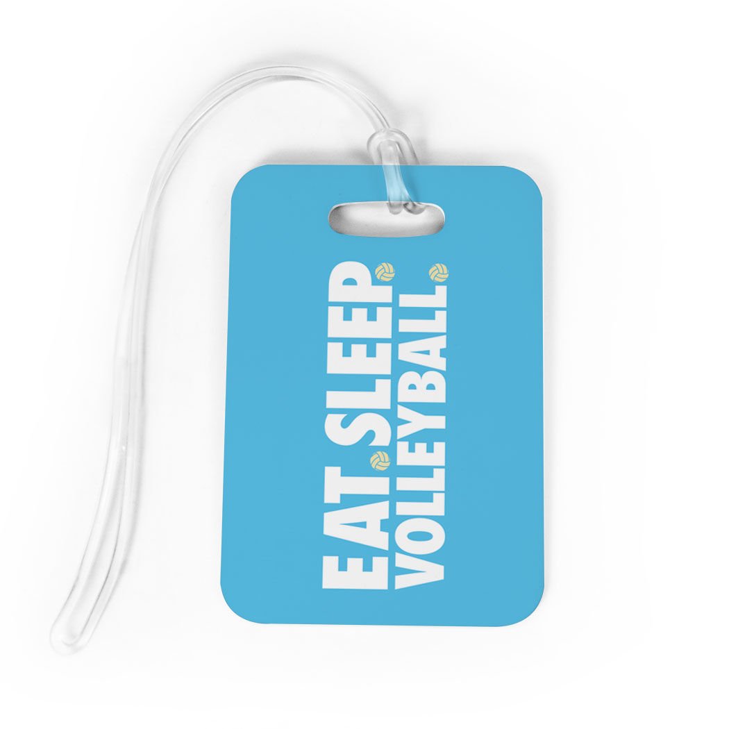 ChalkTalkSPORTS Volleyball Luggage Tag & Bag Tag - Personalized Custom Info on Back - Medium Size - Carolina Blue - Perfect for Volleyball Players, Travel & Sports Enthusiasts