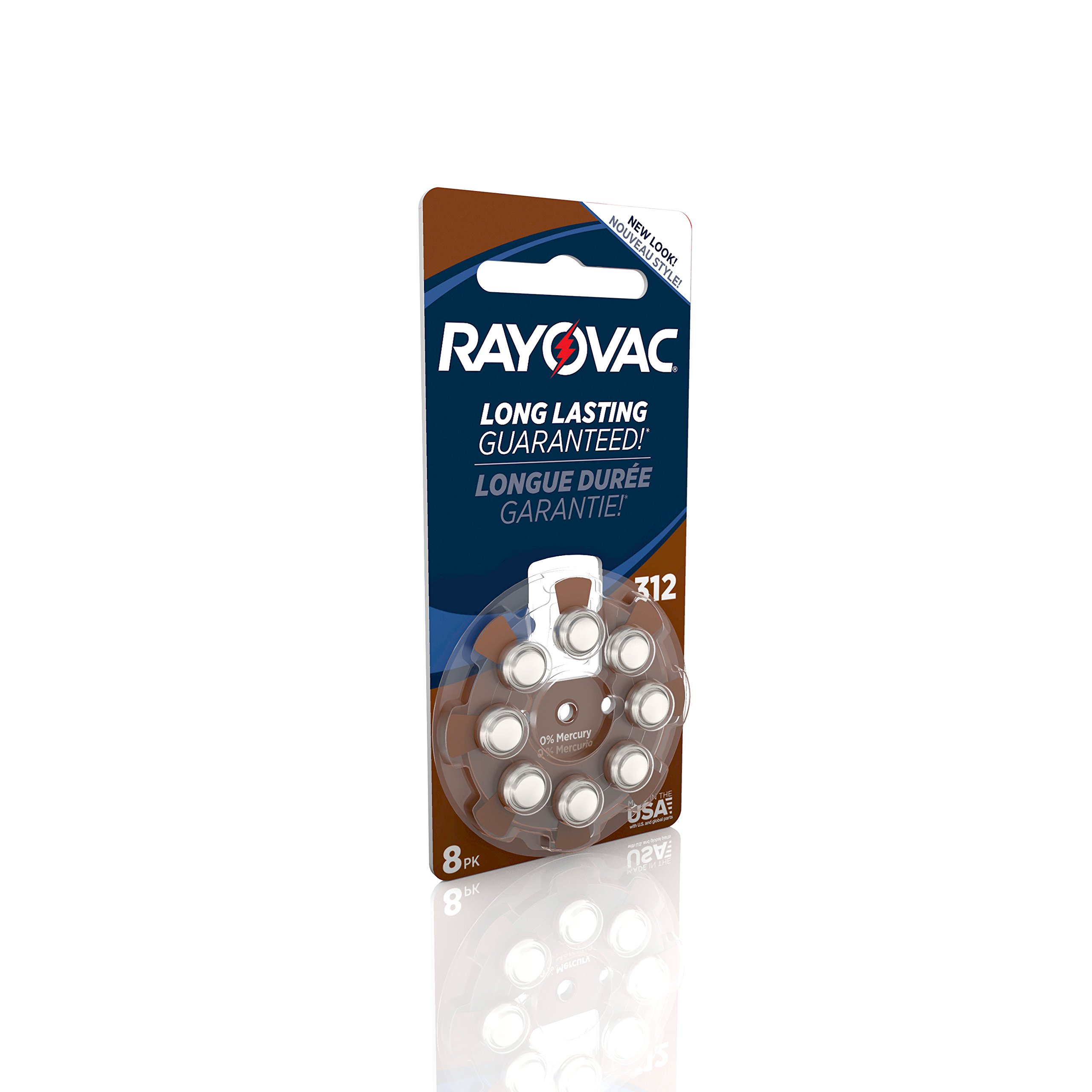 RAYOVAC Size 312 Hearing Aid Batteries - 8 Pack (L312ZA-8ZMB) - Long Lasting Zinc Air Batteries for Hearing Aids - Perfect for Travel, Daily Use & Emergency Backup