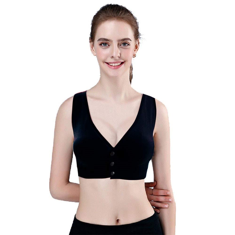 3 Pack Women's Front Close Sports Bras - Seamless Light Support Sleep Underwear with Smooth Back, Easy On/Off for Yoga, Gym & Lounge Wear