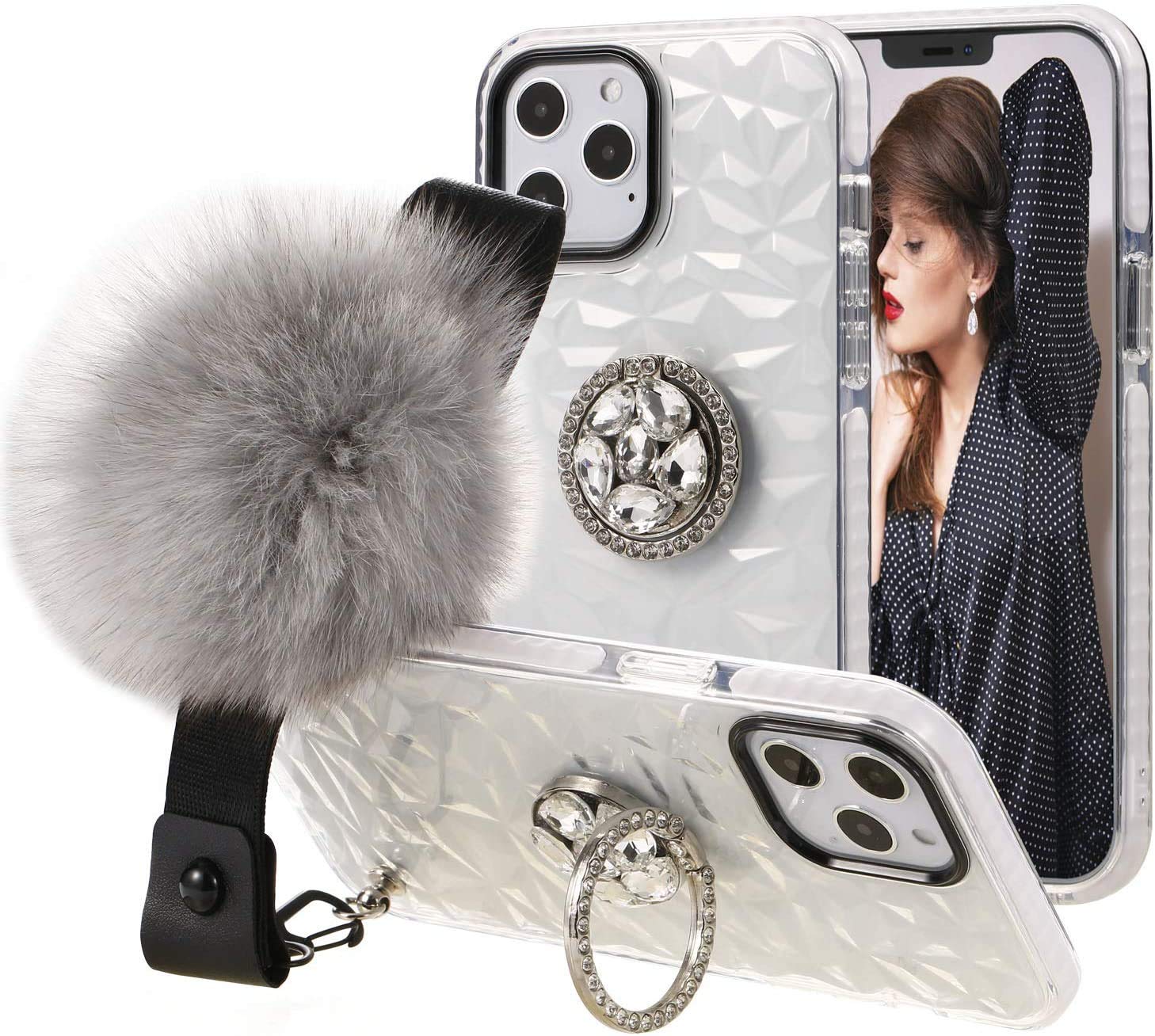 Luxury DIY Retro Epoxy Bling Gittler Ball Wristband Hard Case for iPhone 11 Pro Max 6.5