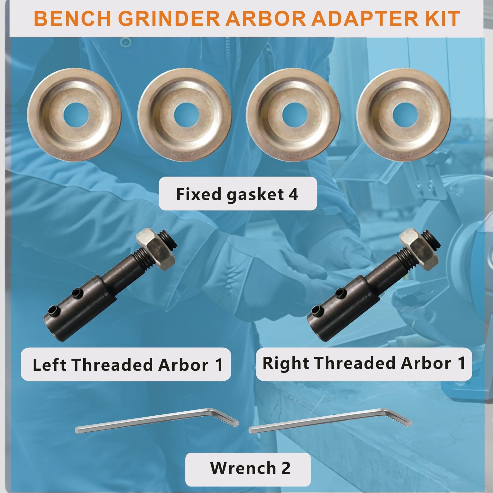 8mm to 10mm Shaft Arbor Extender - Motor Arbor Adapter for Bench Grinder, Polisher & Sander - Threaded Extension Shaft Backing Kit (1 Left + 1 Right) - Perfect for Polishing, Grinding & Buffing Wheels on Rotary Tools
