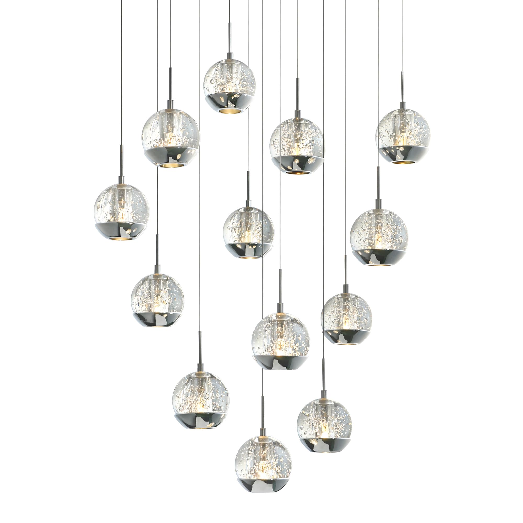 CWI Lighting Perrier 13-Light Modern Chandelier with Chrome Finish - Perfect for Dining Room, Kitchen Island, or Foyer Lighting