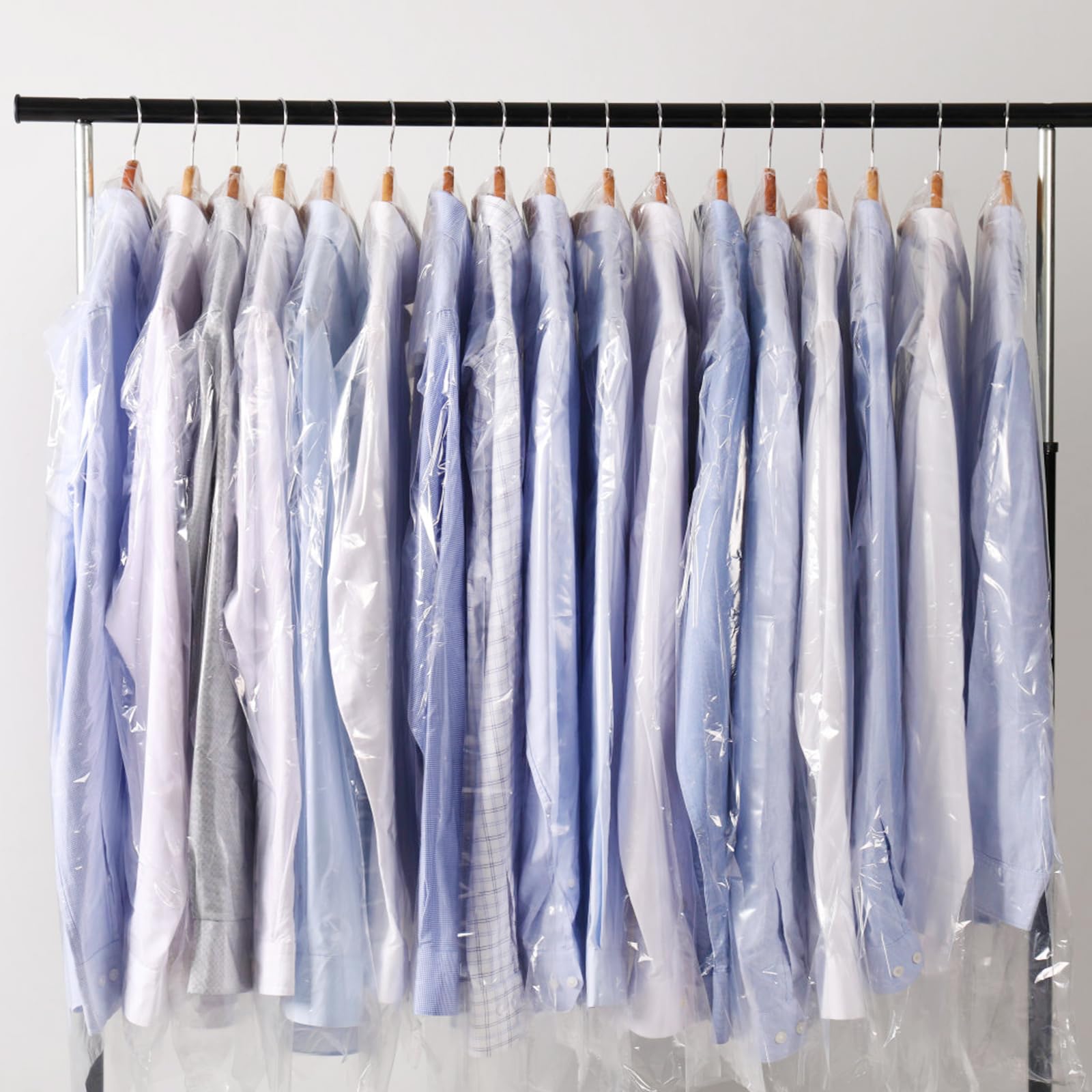 Cabilock 50 Pack Clear Plastic Garment Bags for Hanging Clothes | Dry Cleaner Storage Bags | Home Closet & Travel Wardrobe Organizer | Perfect for Suit, Dress & Coat Protection
