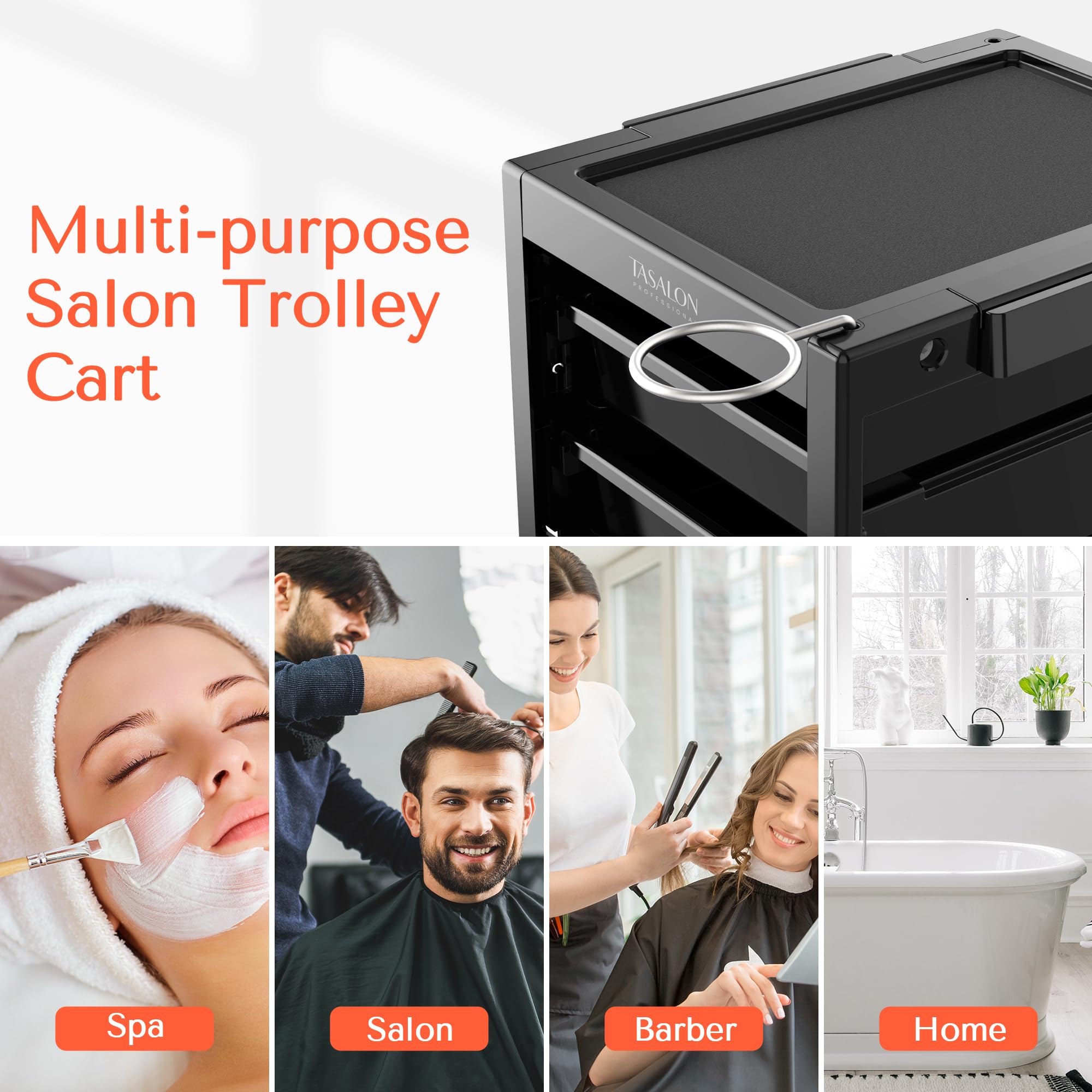 Professional Salon Trolley Cart with 4 Drawers & 2 Storage Baskets - Multipurpose Beauty Station for Hair, Nail, and Makeup Artists - Perfect for Salon, Spa, and Home Use
