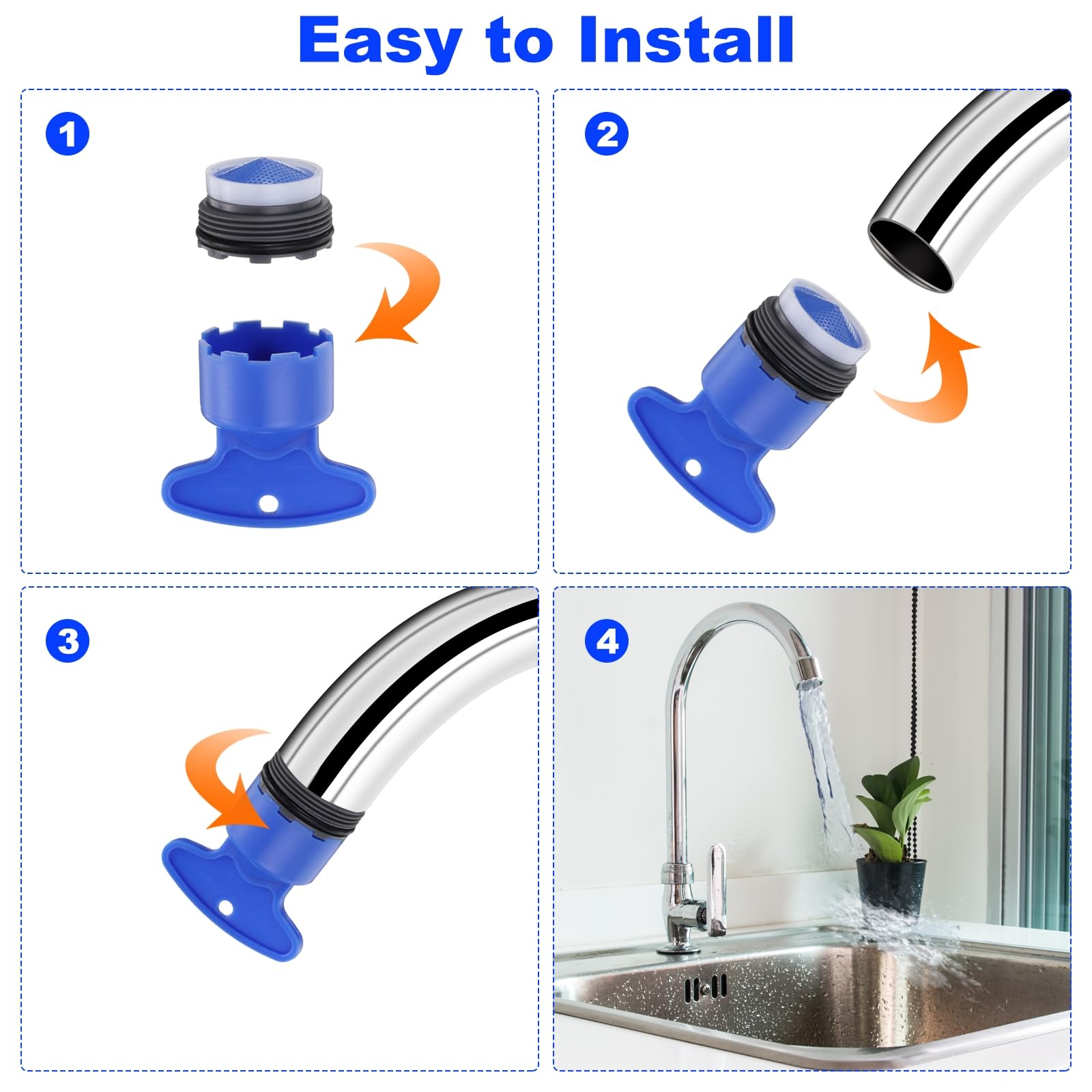 uxcell 4pcs M24 Faucet Aerators with Wrench - Water Saving for Bathroom & Kitchen Sink