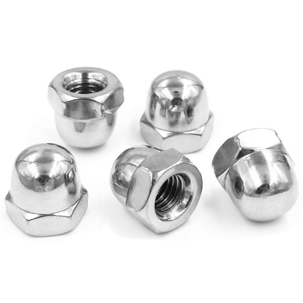 M5 Acorn Cap Nuts - M5x0.8mm Dome Head Hex Nuts, 18-8 Stainless Steel Hardware Nuts (Bright Finish, Full Thread Coverage) - Pack of 50 - Ideal for Automotive, Furniture, and DIY Projects