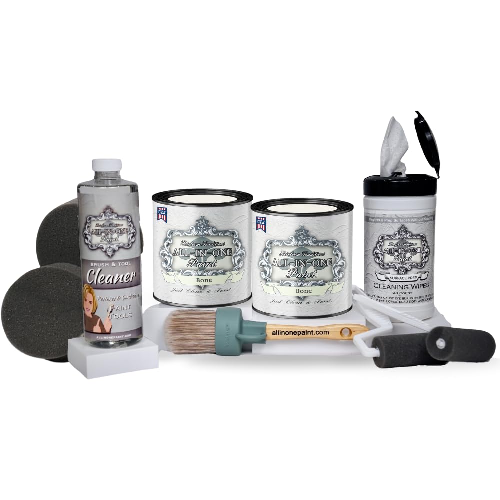 ALL-IN-ONE Paint Kit - 2 Quart Cabinet Paint Bundle with Tools in Bone Color | Perfect for Kitchen Cabinets, Bathroom Vanities & Furniture Makeovers