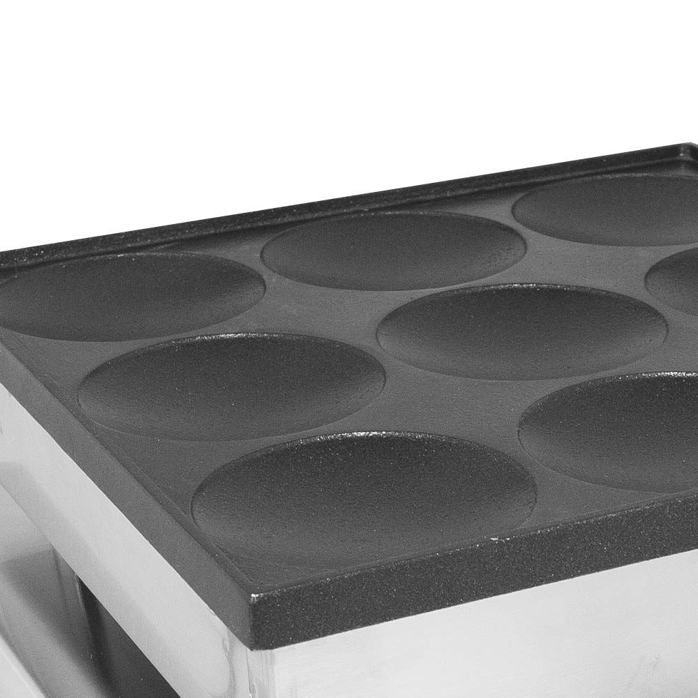ALDKitchen Mini Dutch Pancake Maker - Poffertjes Machine with 9 Nonstick Cavities | 110V Electric Griddle for 9 Big Pancakes | Perfect for Breakfast, Brunch & Party Snacks