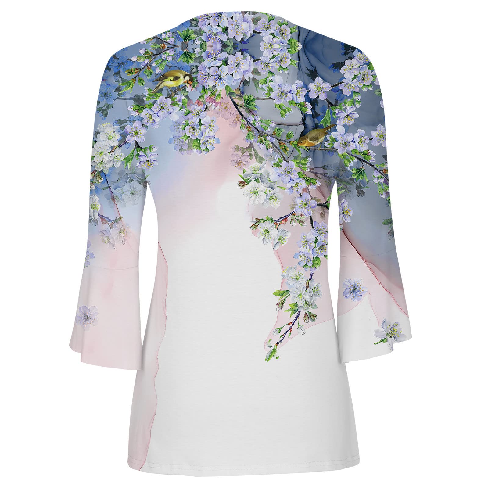 Trendy Women's Summer Tops - 3/4 Sleeve V-Neck Button Up Blouses with Floral Pleated Design for Casual Wear, Office & Outdoor Activities